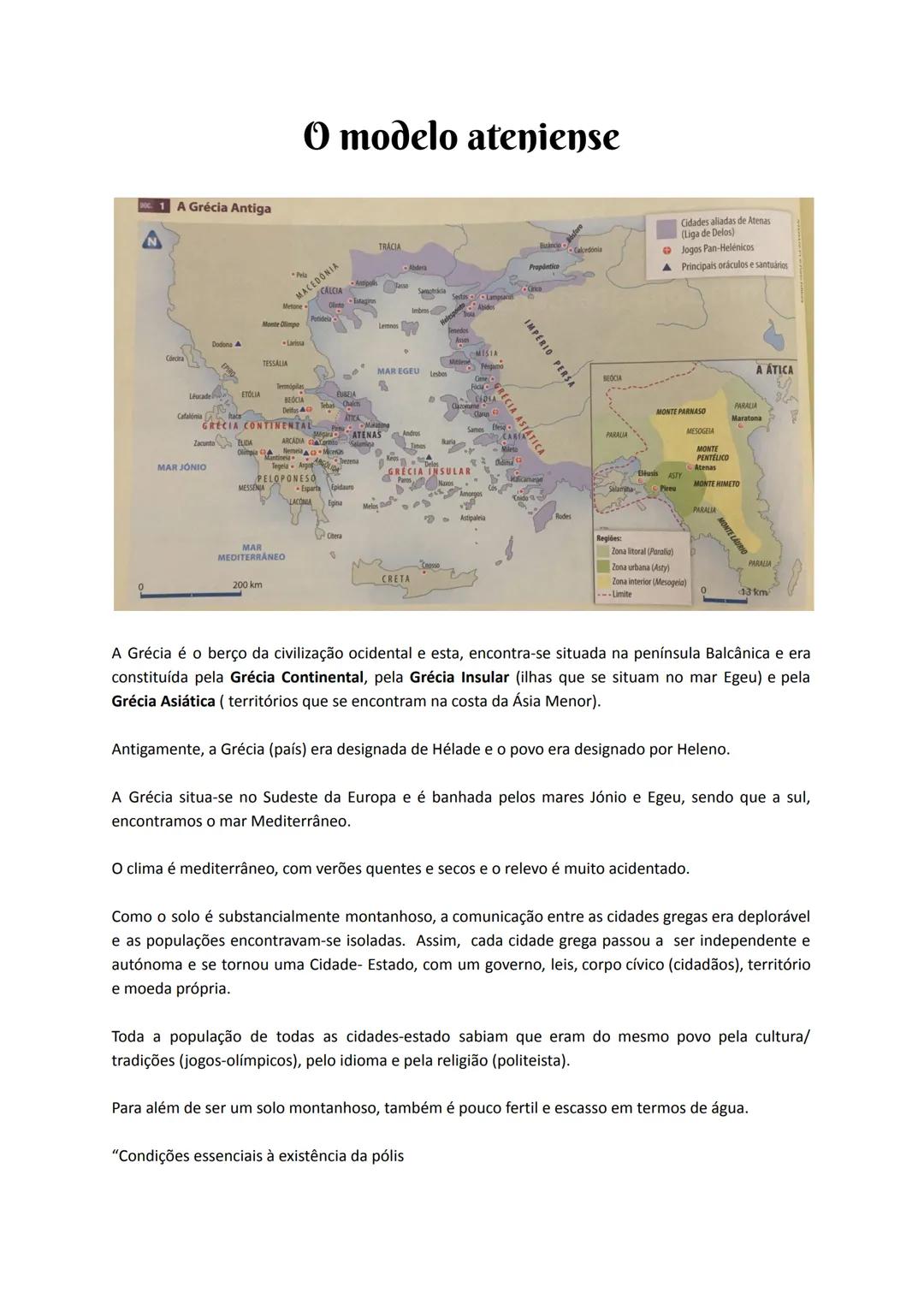 # O modelo ateniense
1 A Grécia Antiga
A
DA
TESSALIA
MACEDONIA
TRÁCIA
MAR EGEU
BEOCIA
ATENAS
MAR JONIO
PELOPONESO
MAR
MEDITERRANE