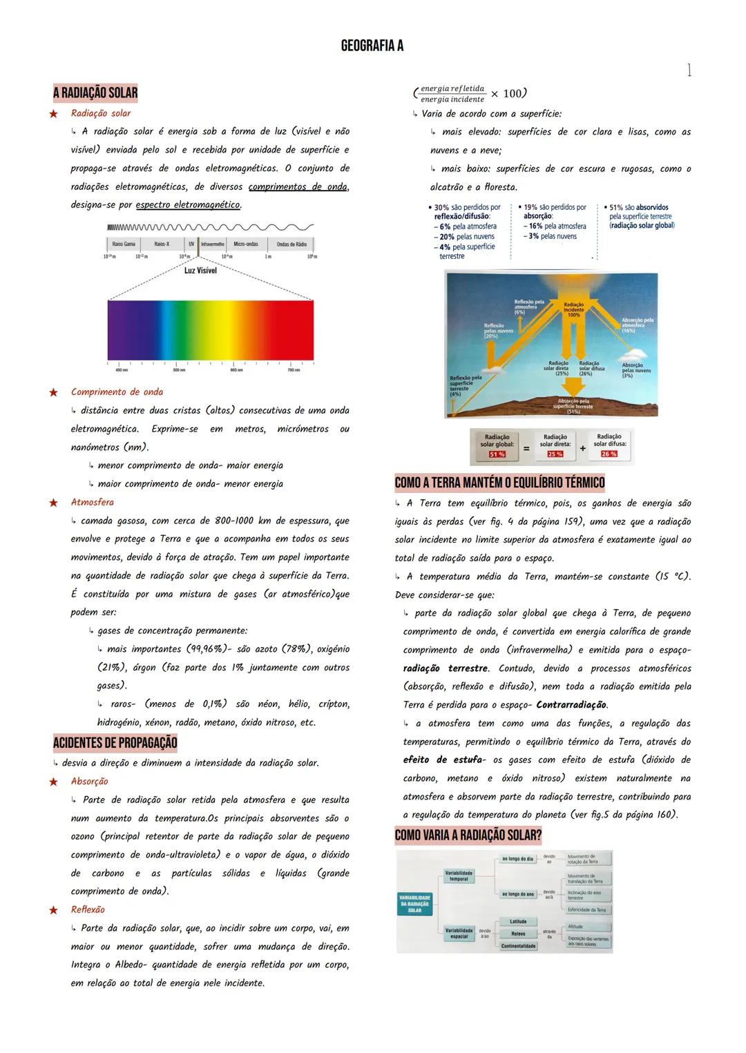 # A RADIAÇÃO SOLAR
★Radiação solar
A radiação solar é energia sob a forma de luz (visível e não
visível) enviada pelo sol e recebida por u