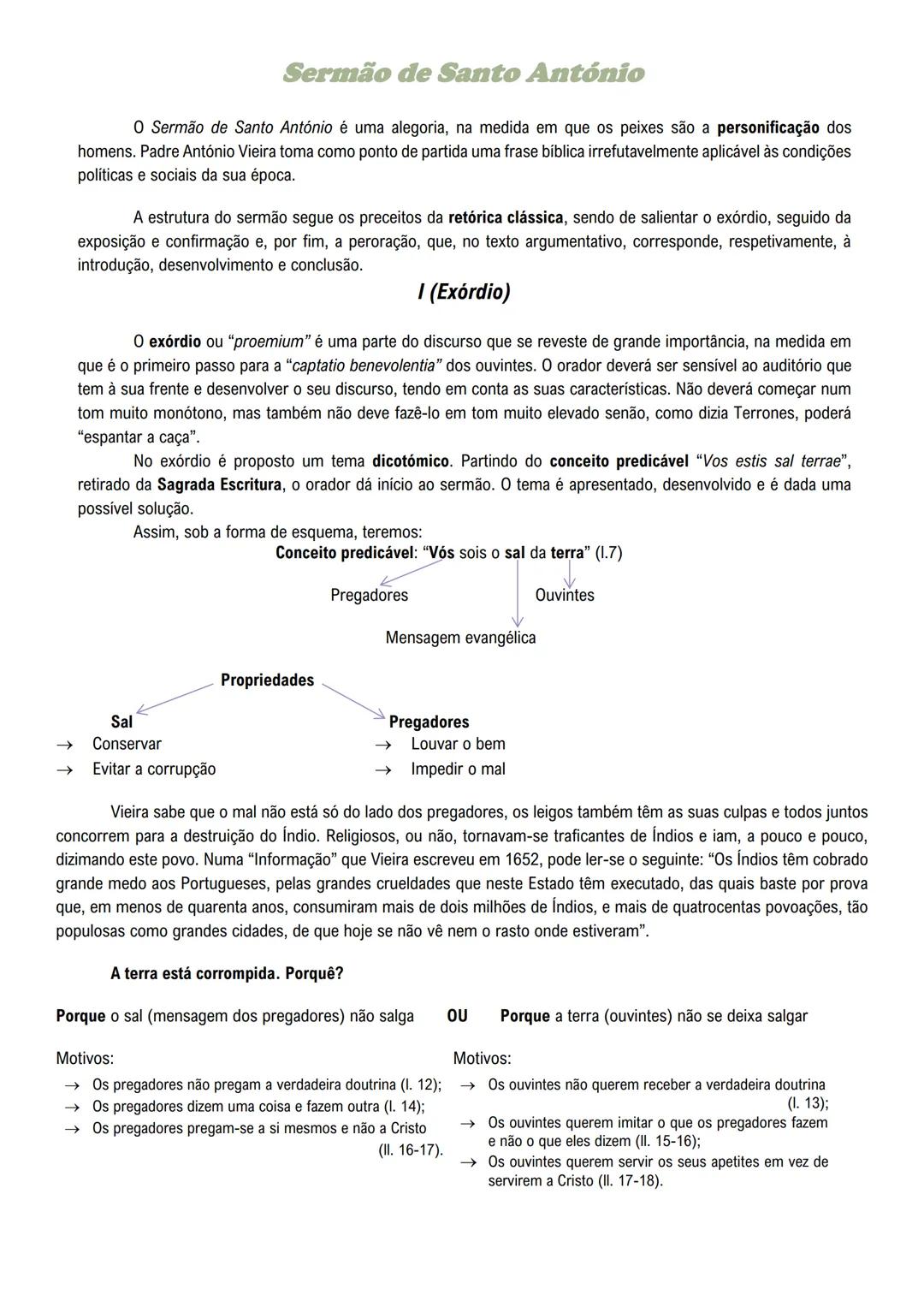 Sermão de Santo António
O Sermão de Santo António é uma alegoria, na medida em que os peixes são a personificação dos
homens. Padre António