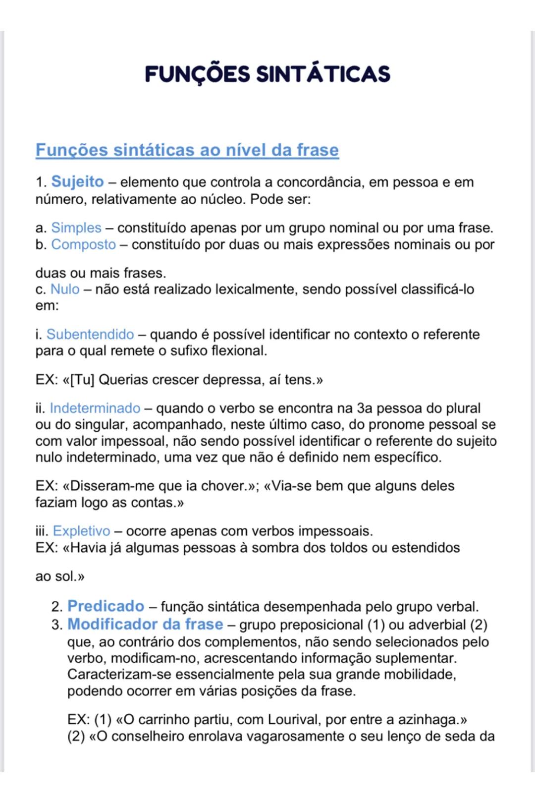 Funções Sintáticas