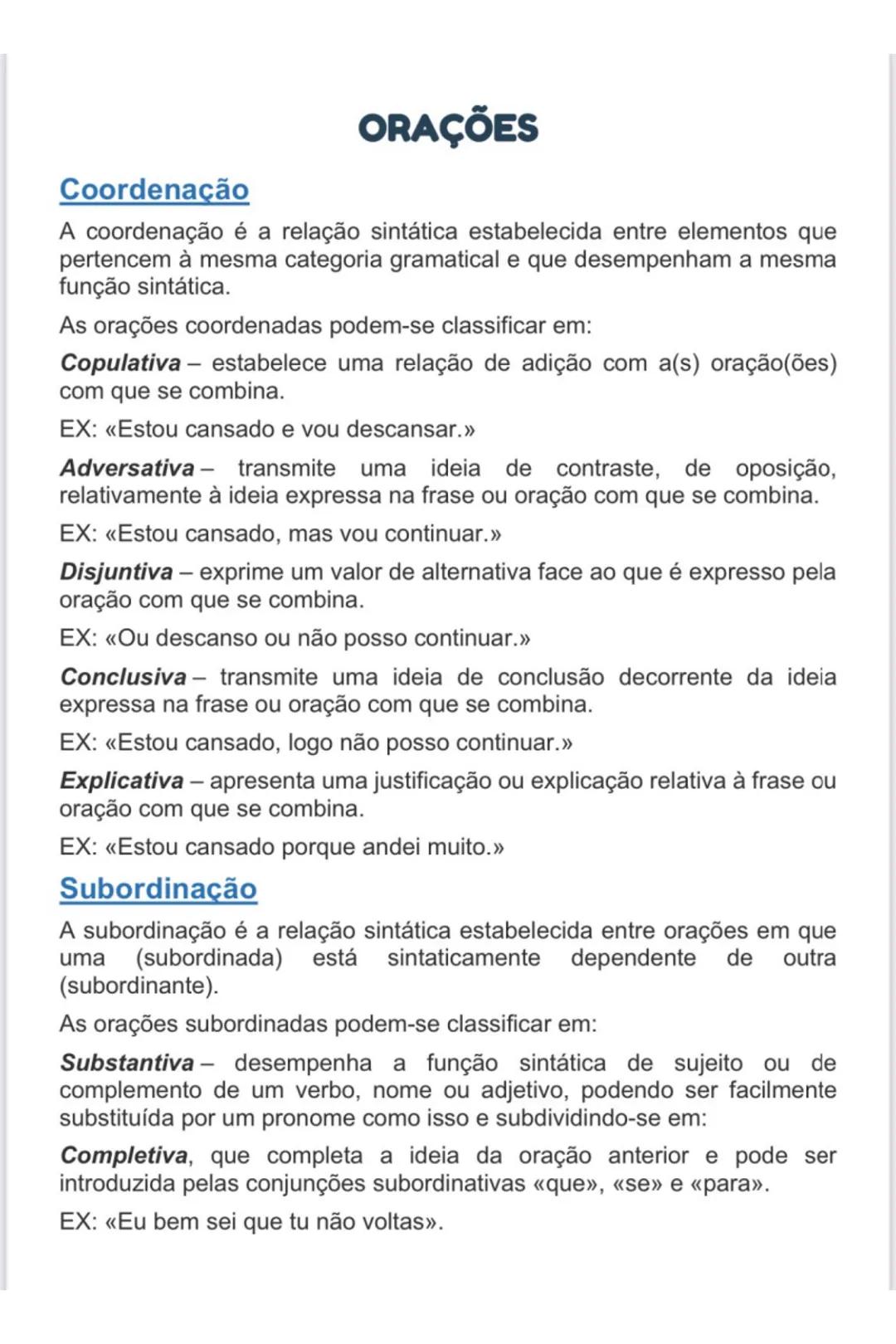 # ORAÇÕES
## Coordenação
A coordenação é a relação sintática estabelecida entre elementos que
pertencem à mesma categoria gramatical e que