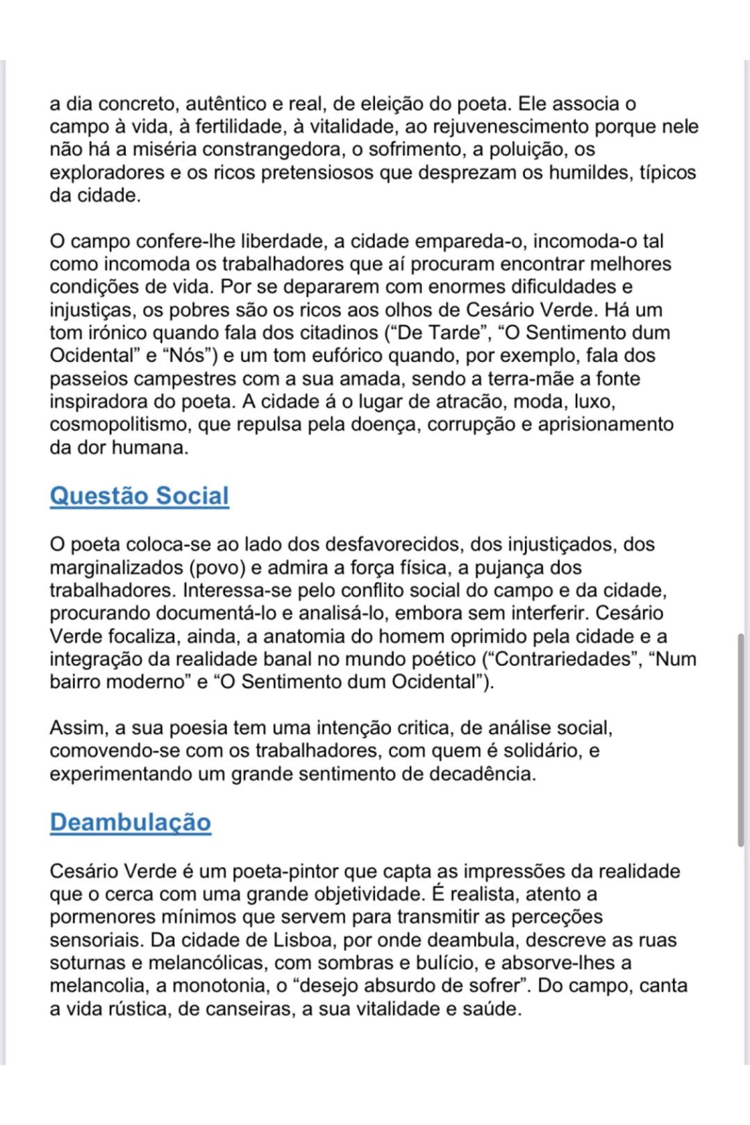 CESÁRIO VERDE
Correntes Literárias
Romantismo:
-apoteose do sentimento
-poeta como génio
-influência da paisagem no estado de espírito
Algun