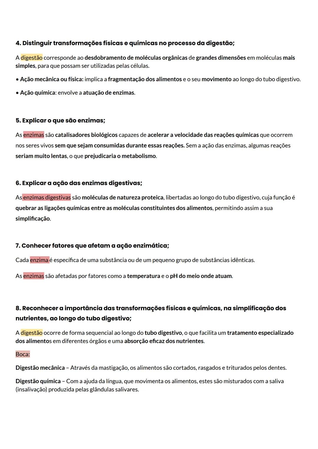 Constituição do Sistema Digestivo:
• Boca: ocorre a ação mecânica dos dentes sobre os alimentos, cortando-os, rasgando-os e triturando-os e