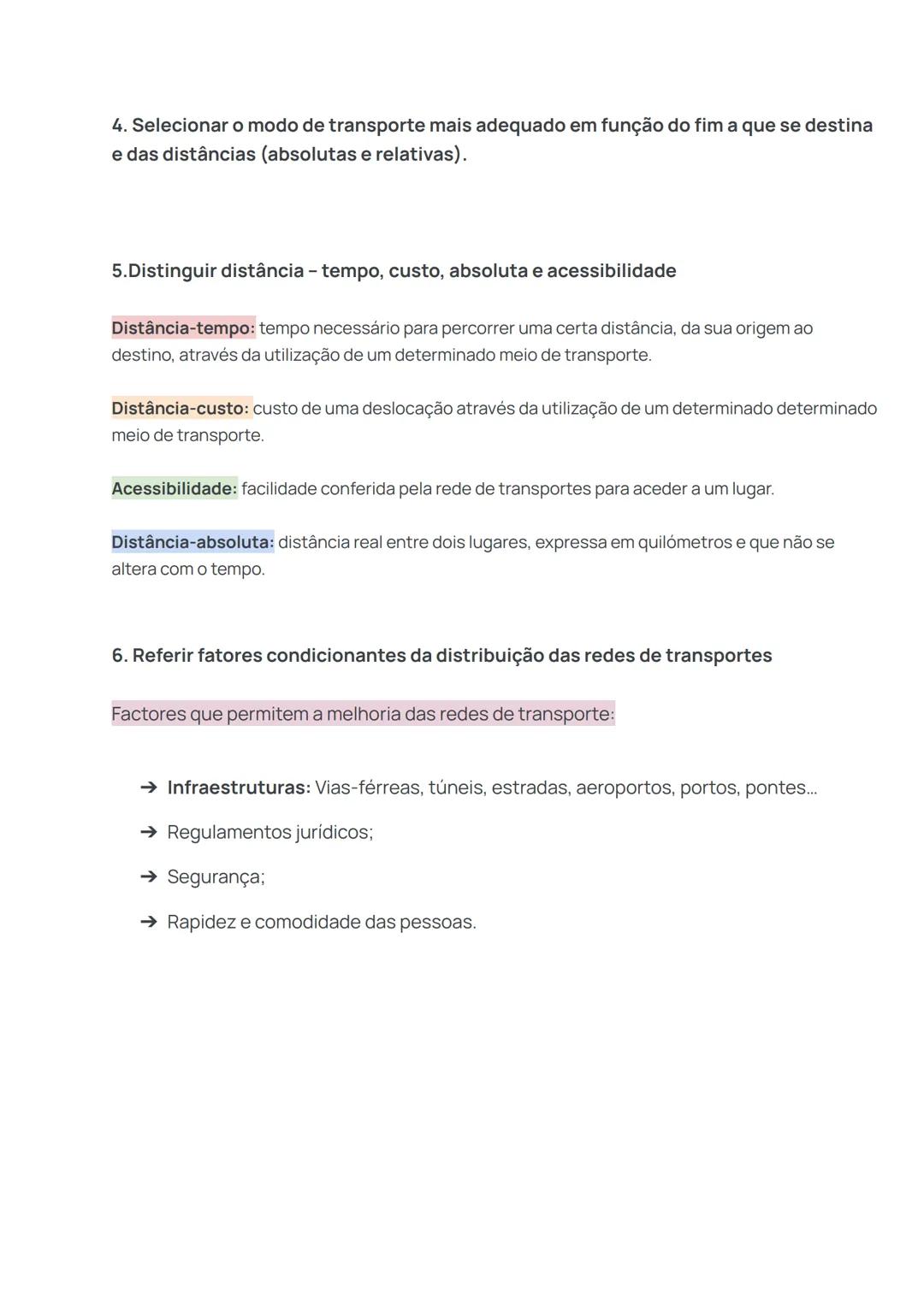 1. Comparar os diferentes tipos de transporte, quanto às respetivas vantagens e
desvantagens.
Transporte rodoviário:
→ Deslocação de pessoa