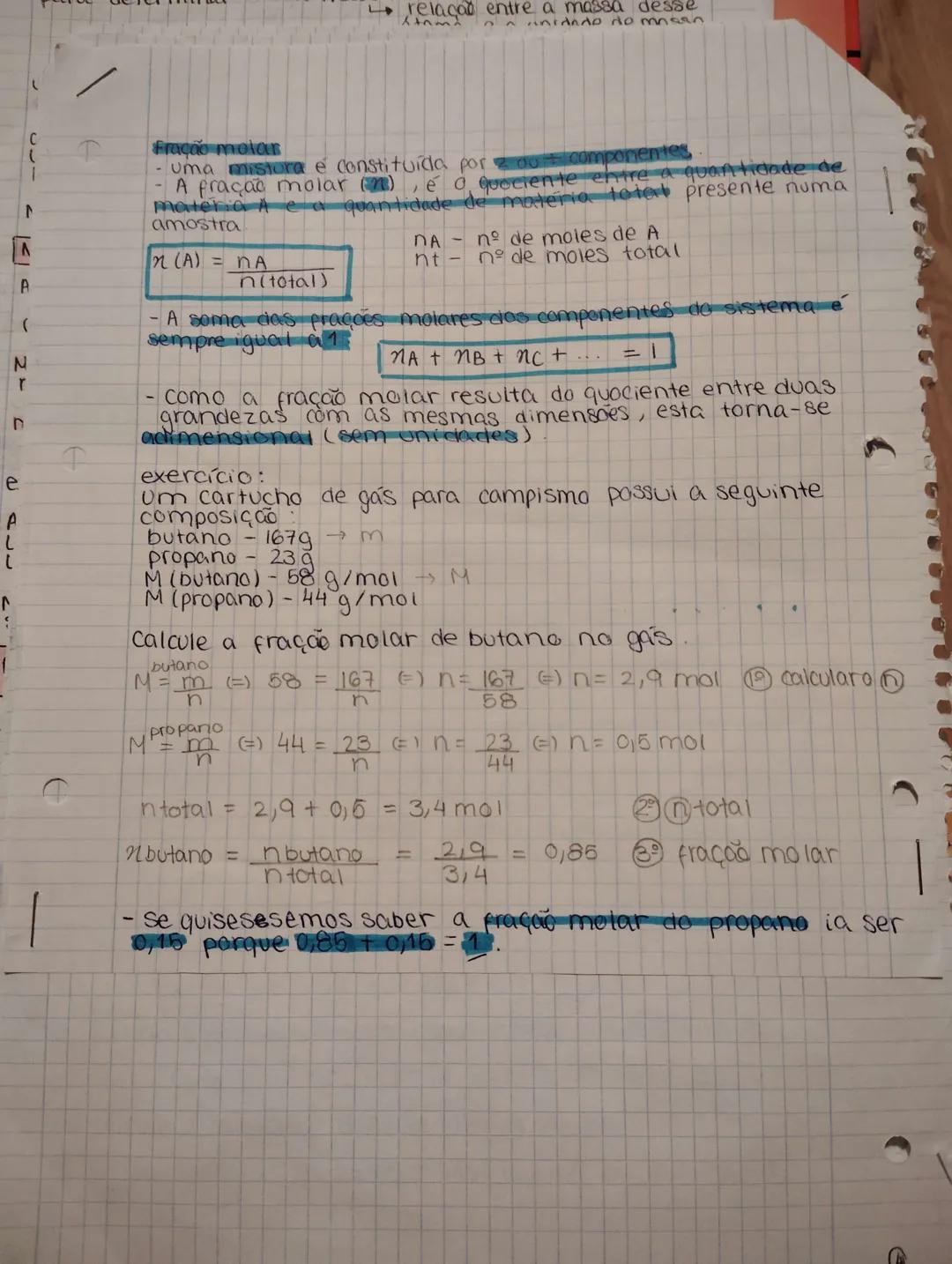 22 GASES E DOPERSÕES
Wolume molar (VM)
Vm = $\frac{V}{n}$ (dm³/mol)
Lei de Avogadra
- volume ocupacio por um gas não de pende de tipo de mol