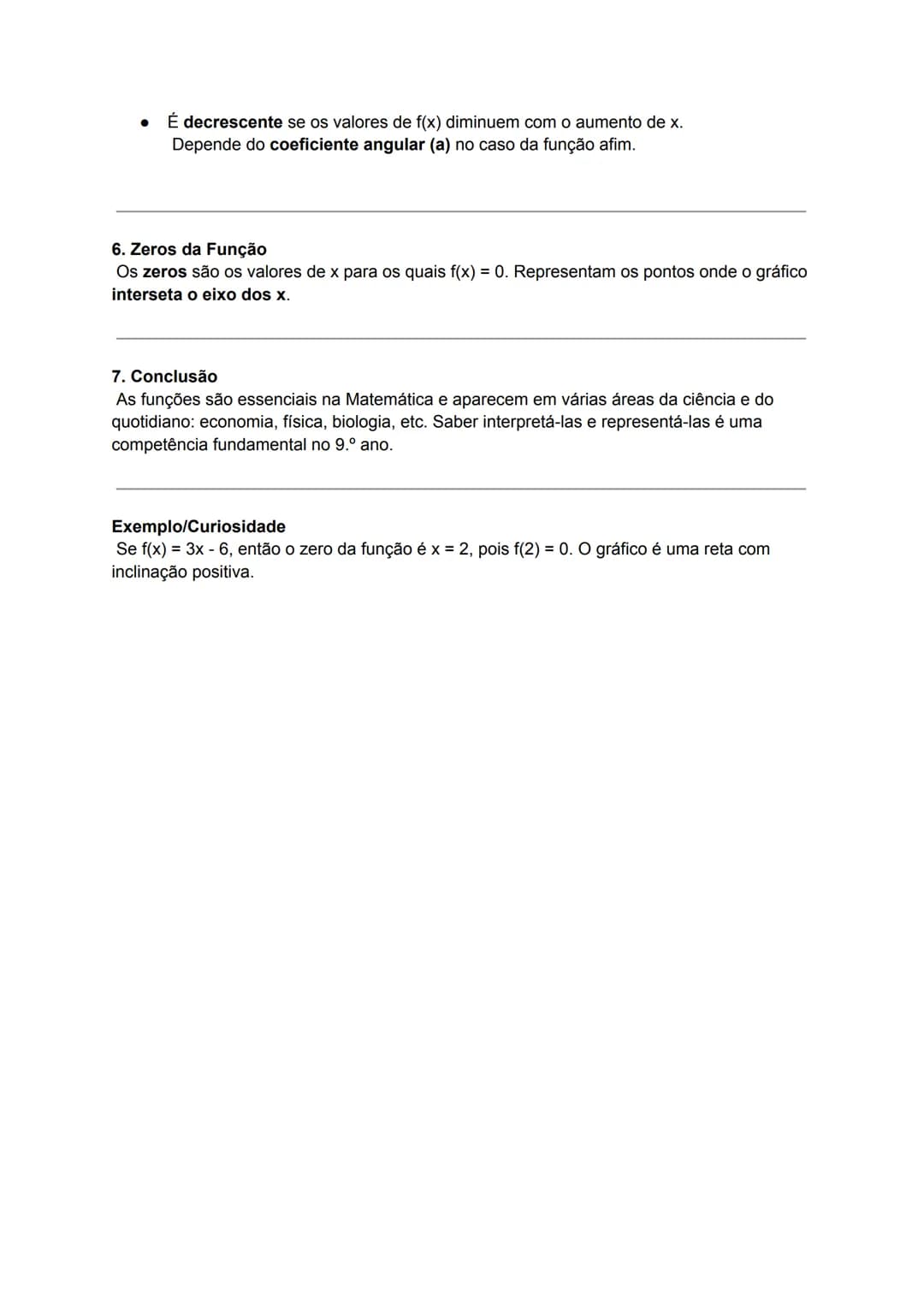 Resumo Longo - Matemática (9.° Ano)
Tema: Funções
1. Introdução
Uma função é uma relação entre dois conjuntos, onde a cada elemento do prime