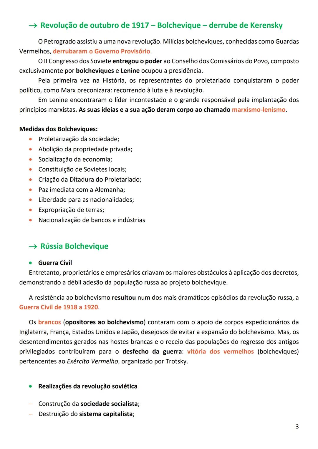 HISTÓRIA A
→ Rússia: dos Czares à Revolução Bolchevique
Cronologia / Datas essenciais:
1905-Guerra Russo - Japonesa; Domingo Sangrento
1914-
