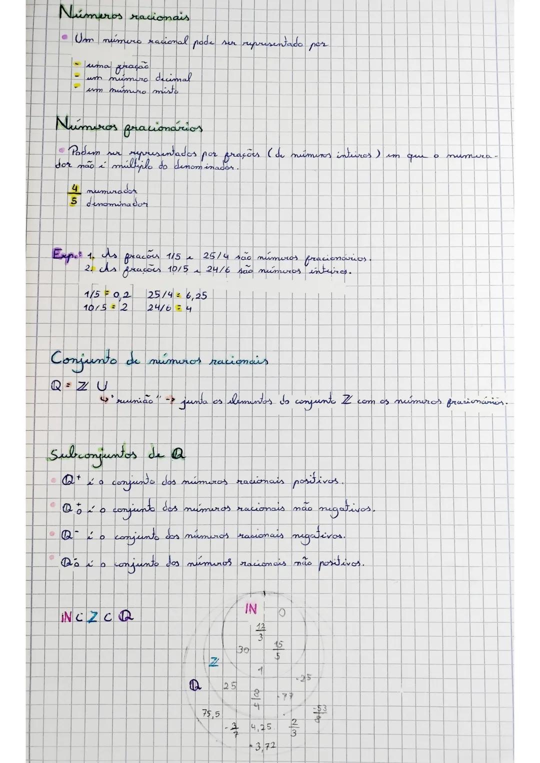 # Números racionais
- Um número racional pode ser representado por
- uma fração
- um número decimal
- um número misto
# Números fracionário