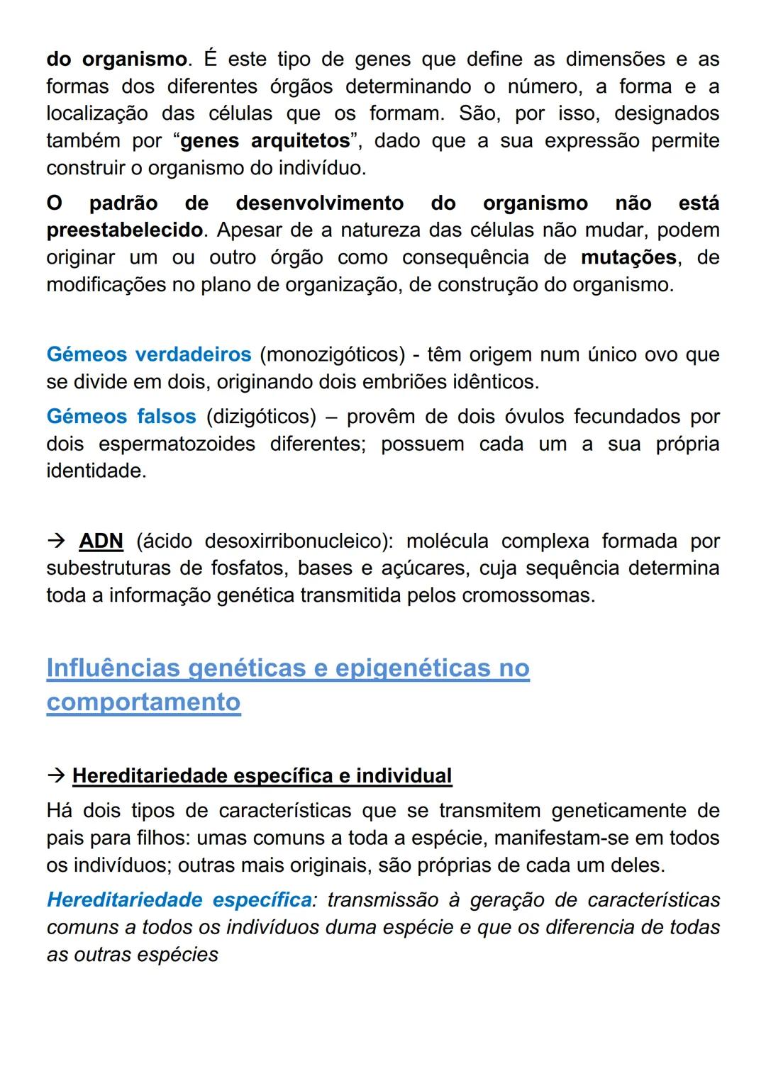 # GENÉTICA
Agentes responsáveis pela transmissão genética
Hereditariedade: conjunto de processos biológicos que presidem à
transmissão das