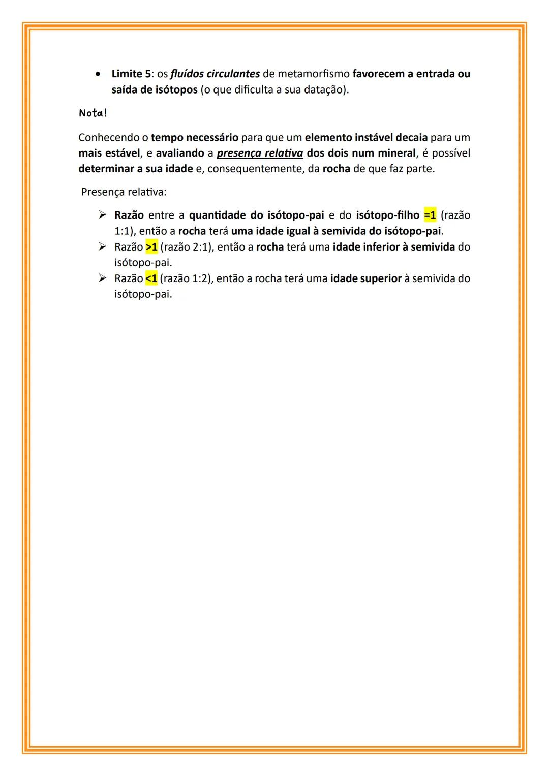 # Datação
De acordo com o princípio do uniformitarismo, a maioria dos processos
geológicos são lentos, admitindo-se que a Terra tem uma lon