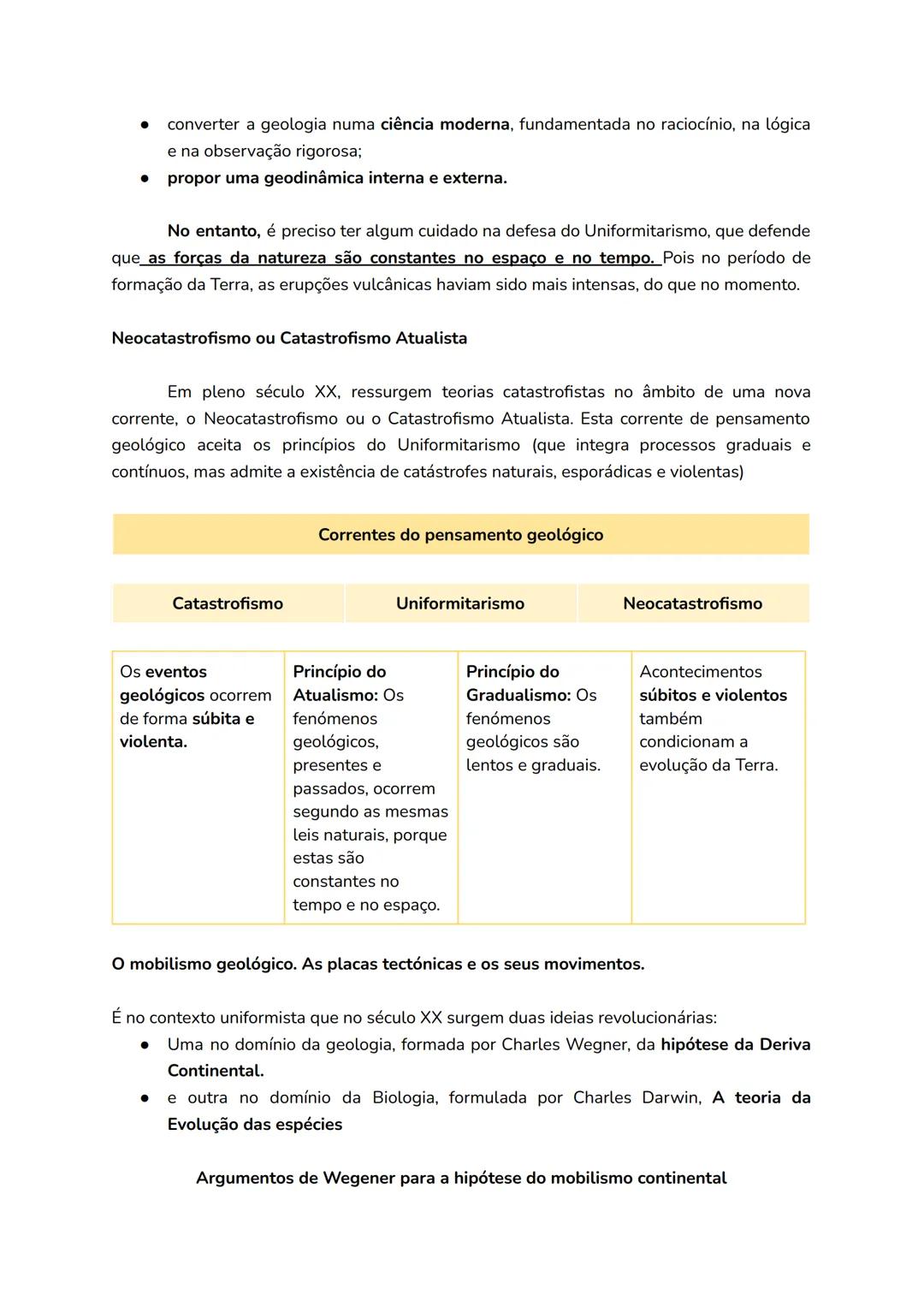 Catastrofismo
Princípios básicos do raciocínio geológico
Até meados do século XVIII, acreditava-se que a criação da Terra, as diferentes
f