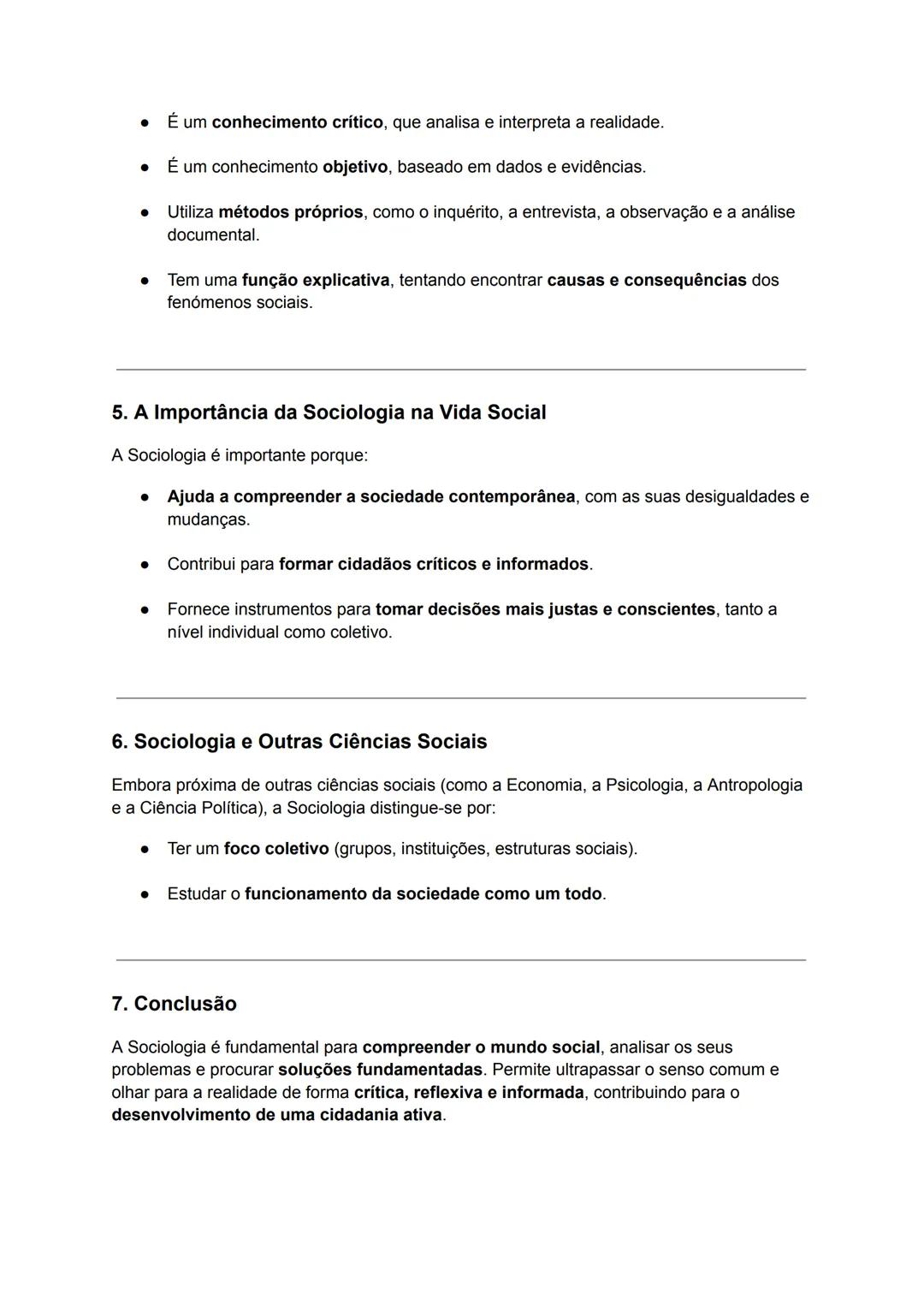 Resumo: Sociologia e Conhecimento da Realidade Social
Sociologia - 12.° Ano
1. O que é a Sociologia?
A Sociologia é uma ciência social qu