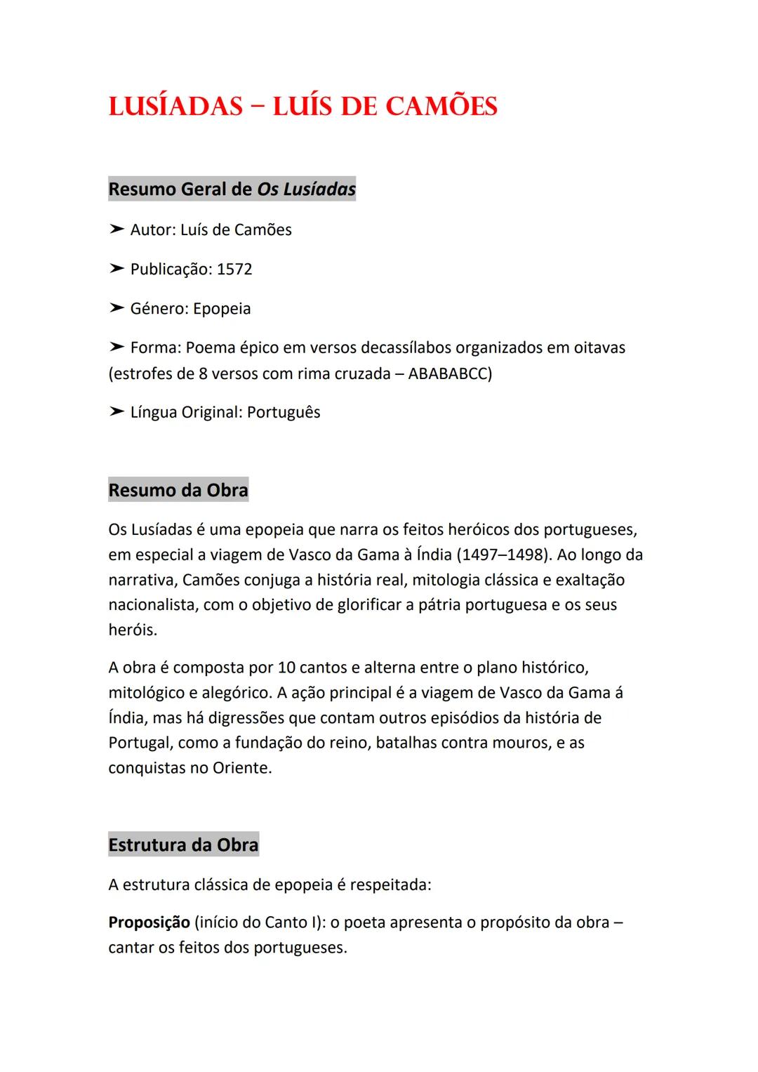 Os Lusíadas - Resumo