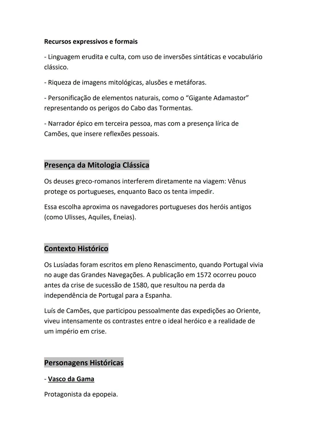 # LUSÍADAS - LUÍS DE CAMÕES
## Resumo Geral de Os Lusíadas
- Autor: Luís de Camões
- Publicação: 1572
- Género: Epopeia
- Forma: Poema épi