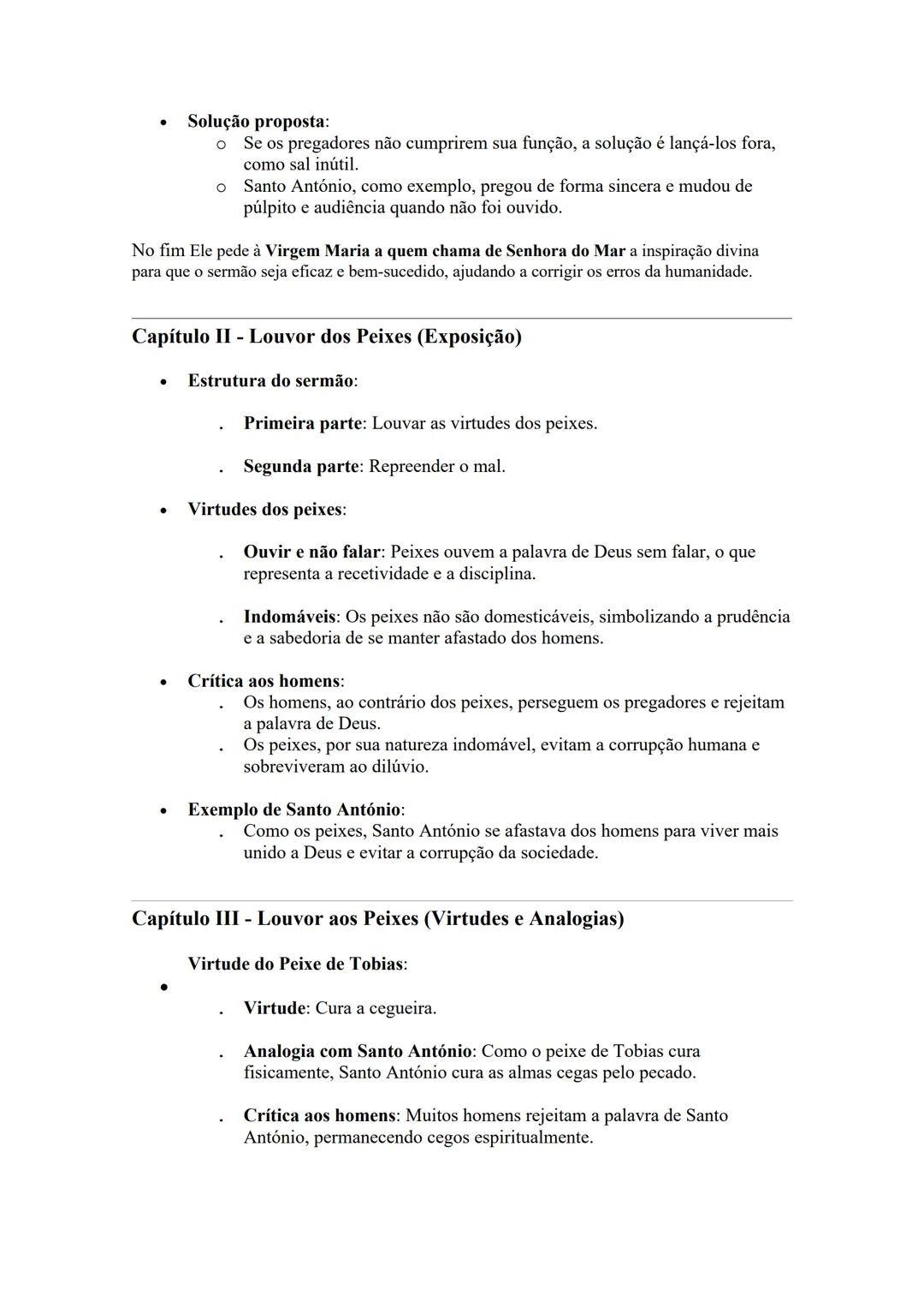 Estrutura do Sermão de Santo António aos Peixes
* Estrutura Externa:
* Exórdio: Introdução ao tema, com solicitação de ajuda divina par