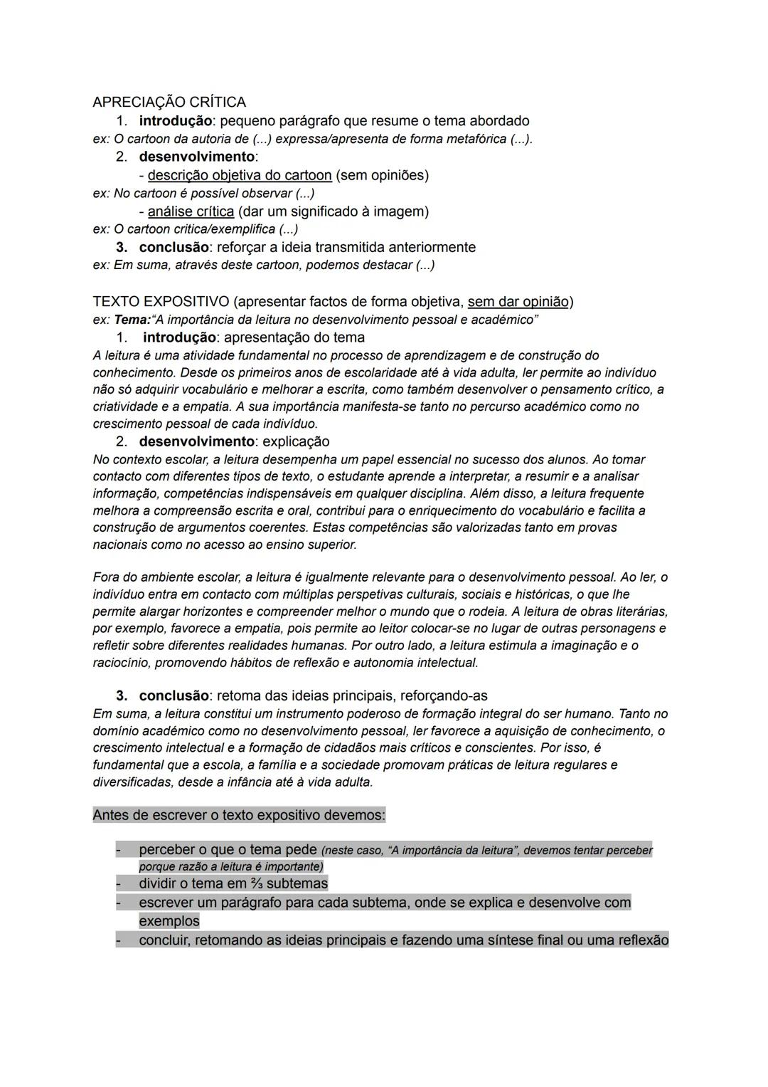 ## APRECIAÇÃO CRÍTICA
1. **introdução**: pequeno parágrafo que resume o tema abordado
ex: O cartoon da autoria de (...) expressa/apresenta