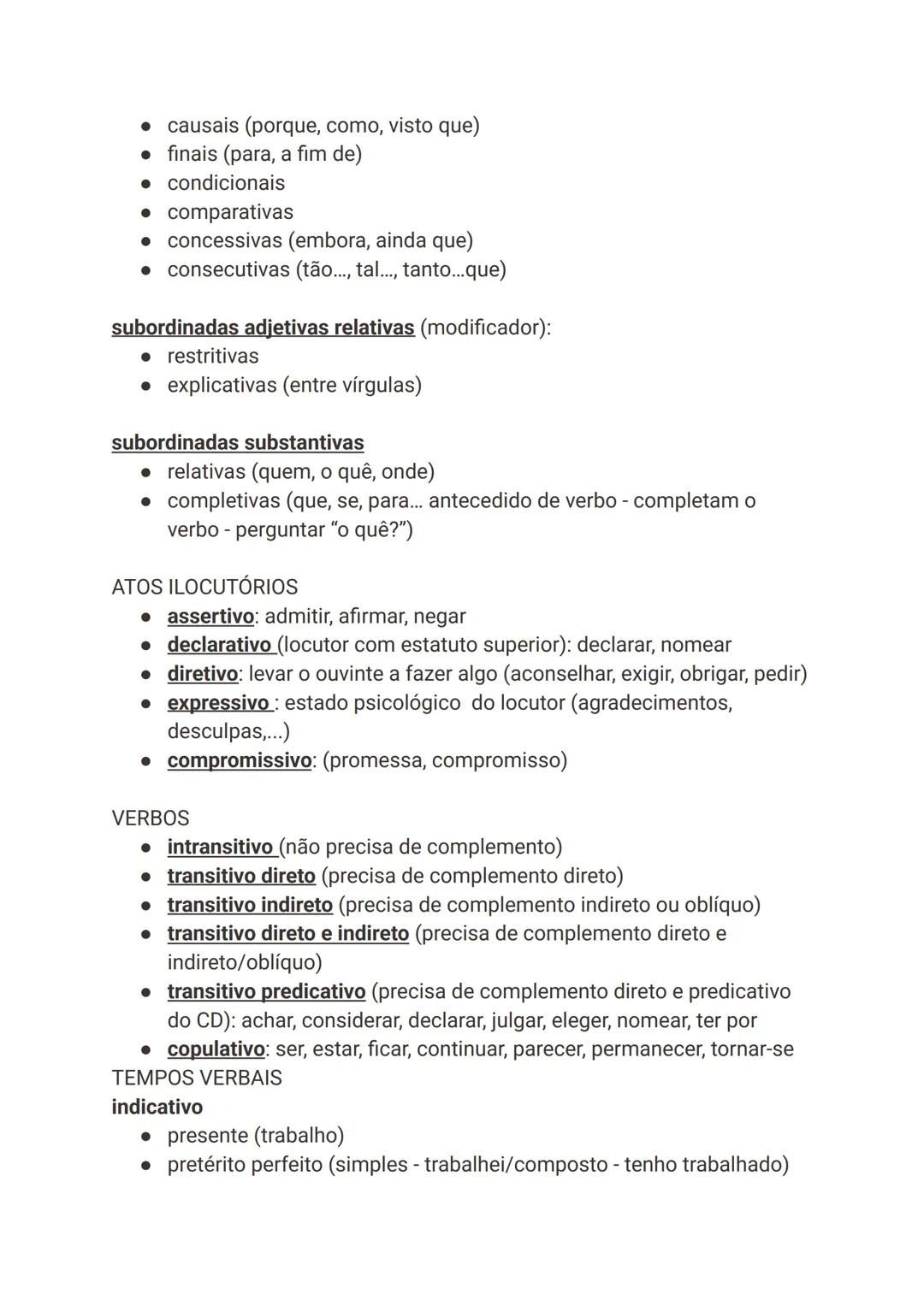 F. SINTÁTICAS
sujeito: pode ser substituído por pronomes pessoais (eu, tu, ele/ela, nós,
vós, eles/elas) ou "isso" antes do verbo
*dica: col