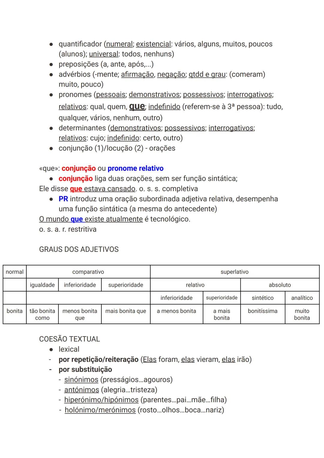 F. SINTÁTICAS
sujeito: pode ser substituído por pronomes pessoais (eu, tu, ele/ela, nós,
vós, eles/elas) ou "isso" antes do verbo
*dica: col
