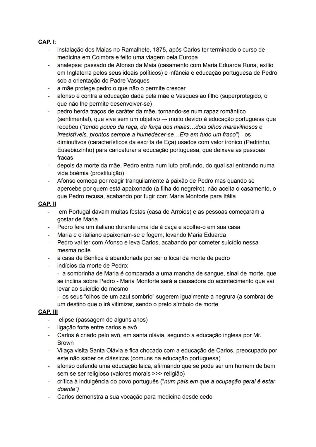 Os Maias - resumo por capítulos