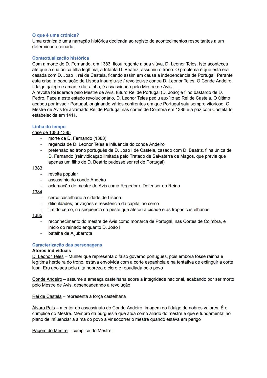 O que é uma crónica?
Uma crónica é uma narração histórica dedicada ao registo de acontecimentos respeitantes a um
determinado reinado.
Conte