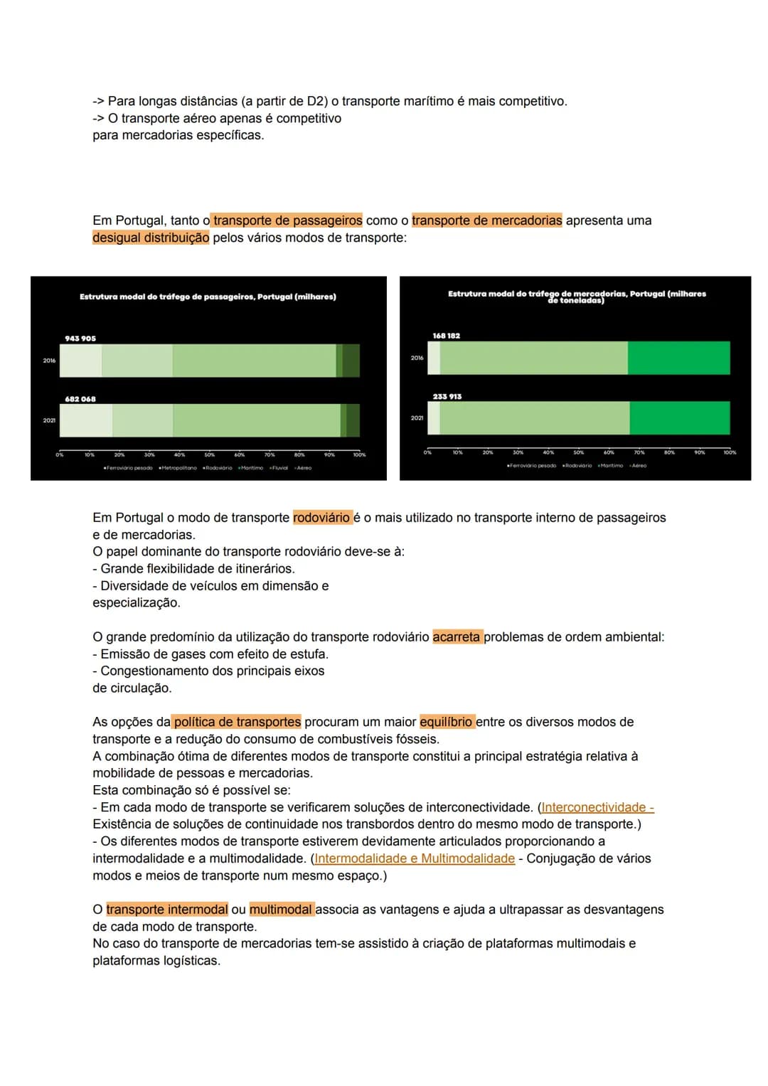 Tema IV - 1. Os Transportes
-> Transportes
Noções básicas:
Modo de Transporte - Meio em que ocorre a deslocação - terrestre,
aquático, aéreo
