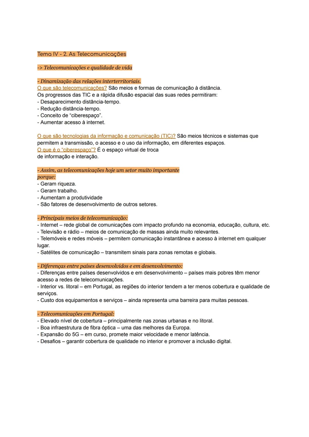 Tema IV - 1. Os Transportes
-> Transportes
Noções básicas:
Modo de Transporte - Meio em que ocorre a deslocação - terrestre,
aquático, aéreo