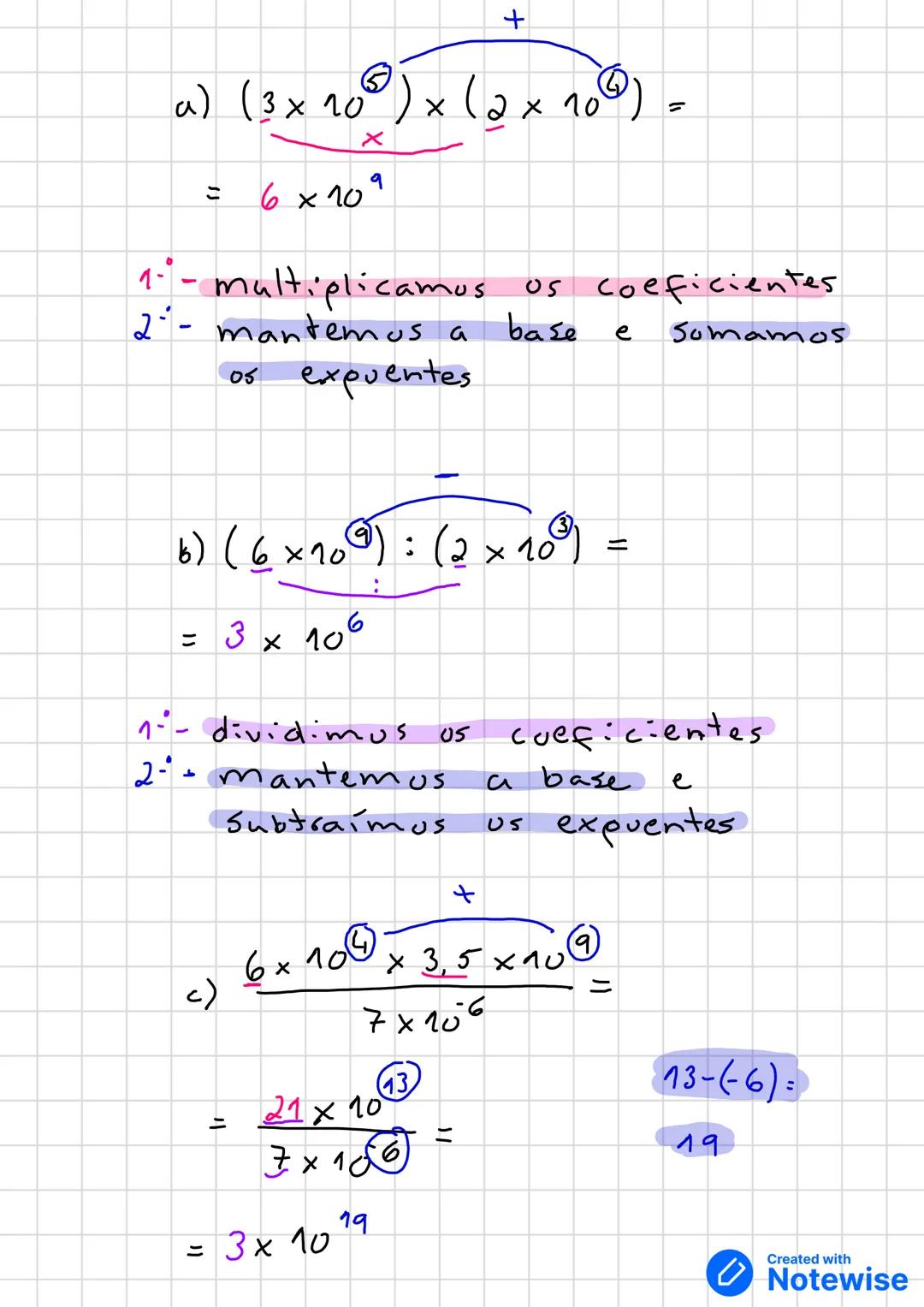 Notação científica
LID A notação científica é uma
forma de abreviar números
extremamente grandes ou
pequenos.
Exemplos:
a) 469000000 = 4,69