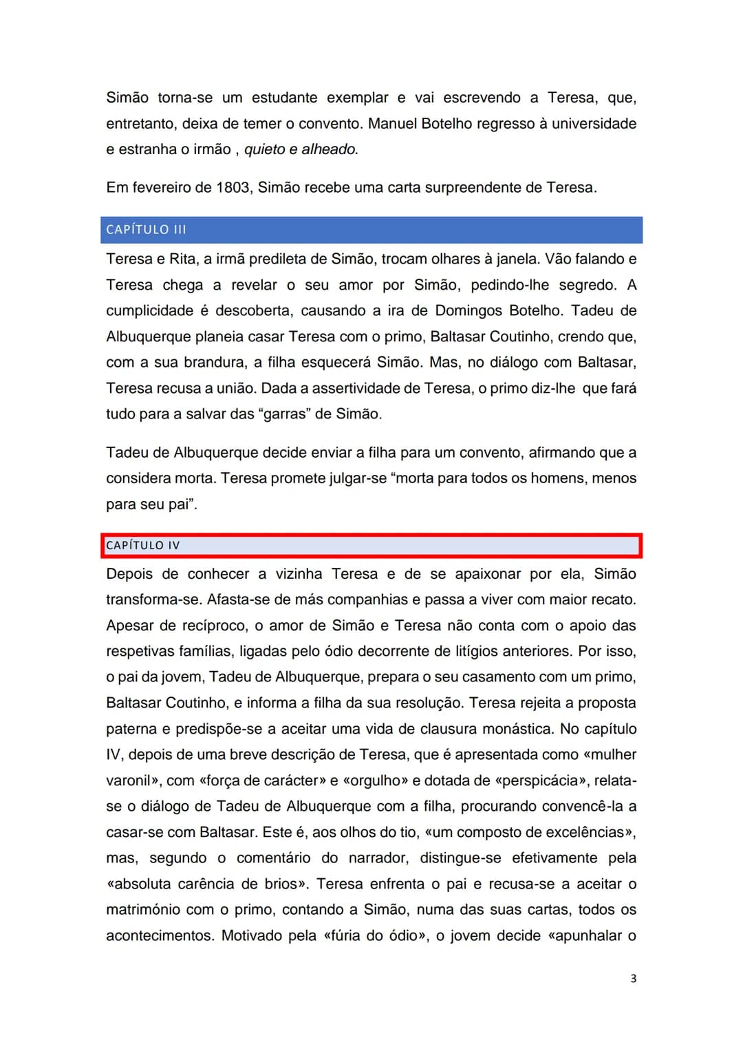 # AMOR DE PERDIÇÃO
Síntese dos Capítulos INTRODUÇÃO
A Introdução inicia-se com a reprodução do registo de entrada de Simão Botelho
na Cadei