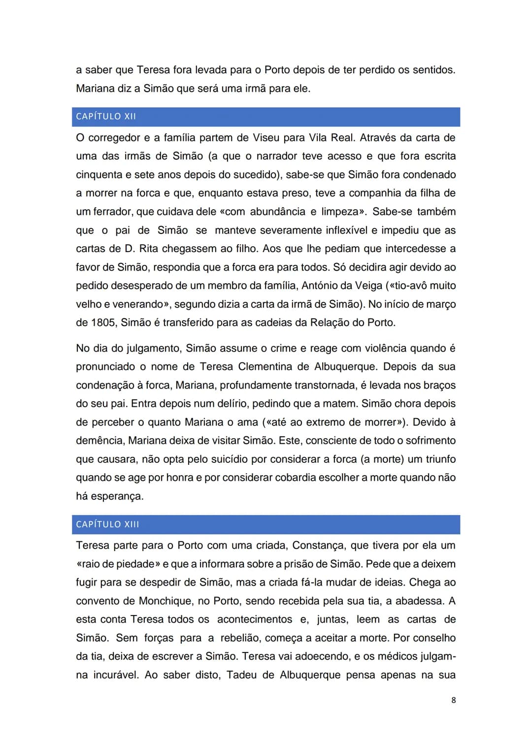 # AMOR DE PERDIÇÃO
Síntese dos Capítulos INTRODUÇÃO
A Introdução inicia-se com a reprodução do registo de entrada de Simão Botelho
na Cadei
