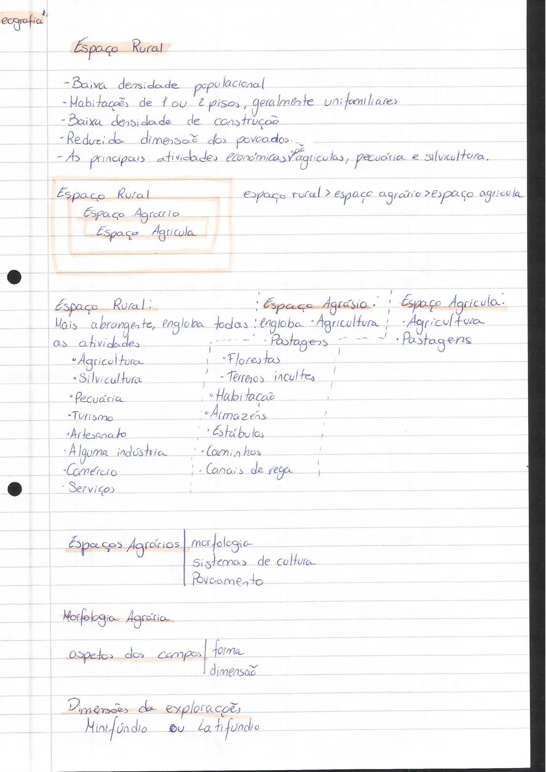 ecgrafia'
Espaço Rural
-Baixa densidade populacional.
-Mabitações de tou 2 pisos, geralmente unifamiliares
-Baixa densidade de construção