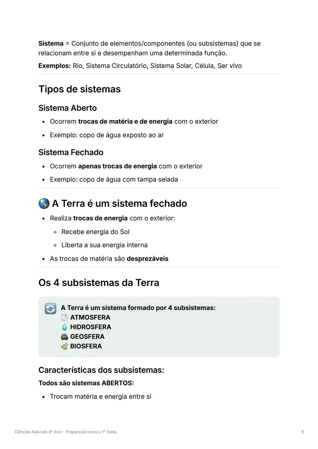 # Ciências Naturais 8° Ano -
Preparação para o 1º Teste
1. 1- Características da Terra favoráveis
à vida
Sistema Solar e posição da Terra