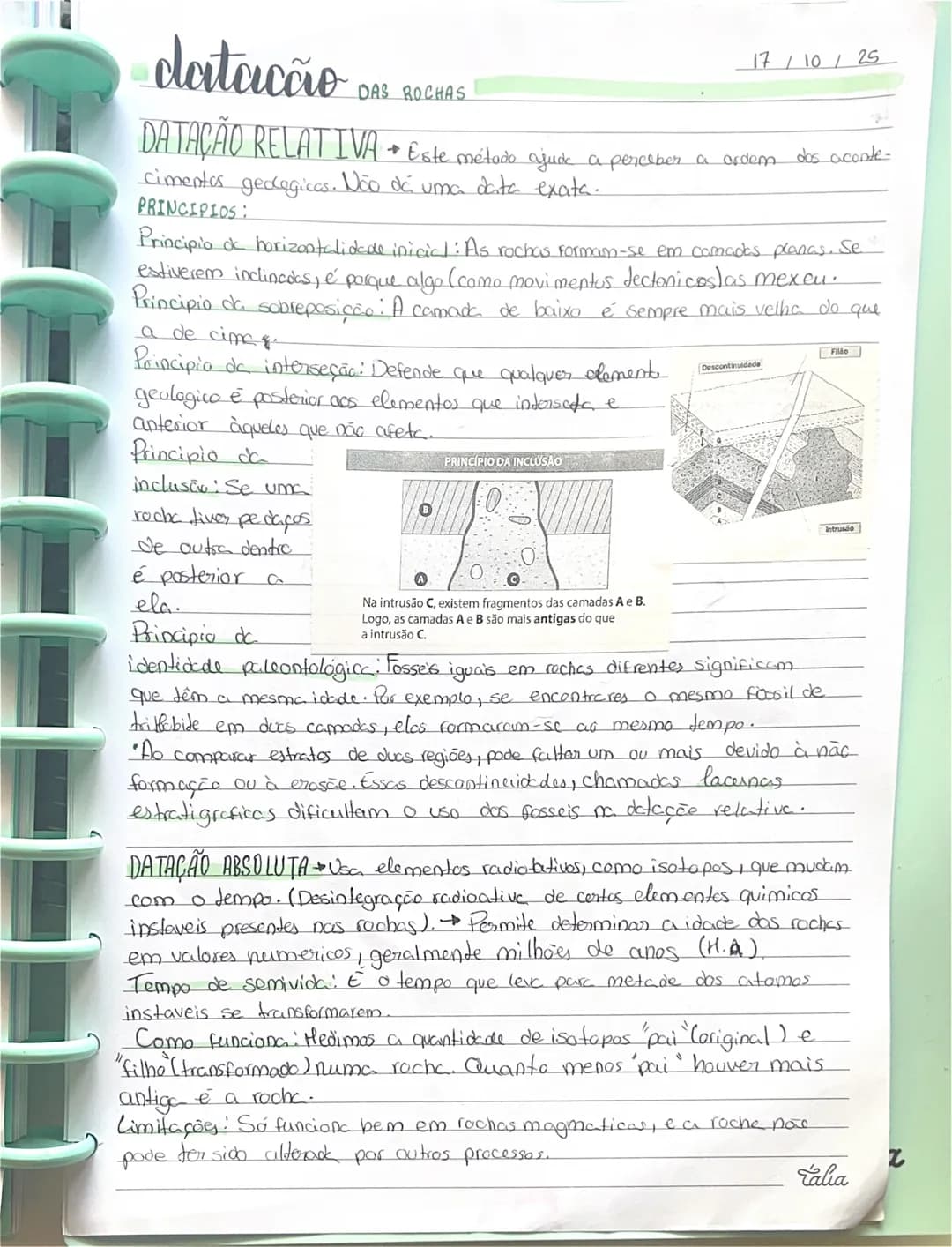 # datacaão DAS ROCHAS
17/10/25
DATAÇÃO RELATIVA Este método ajude a perceber a ordem dies aconte-
cimentos gedegicas. Não dá uma date exa