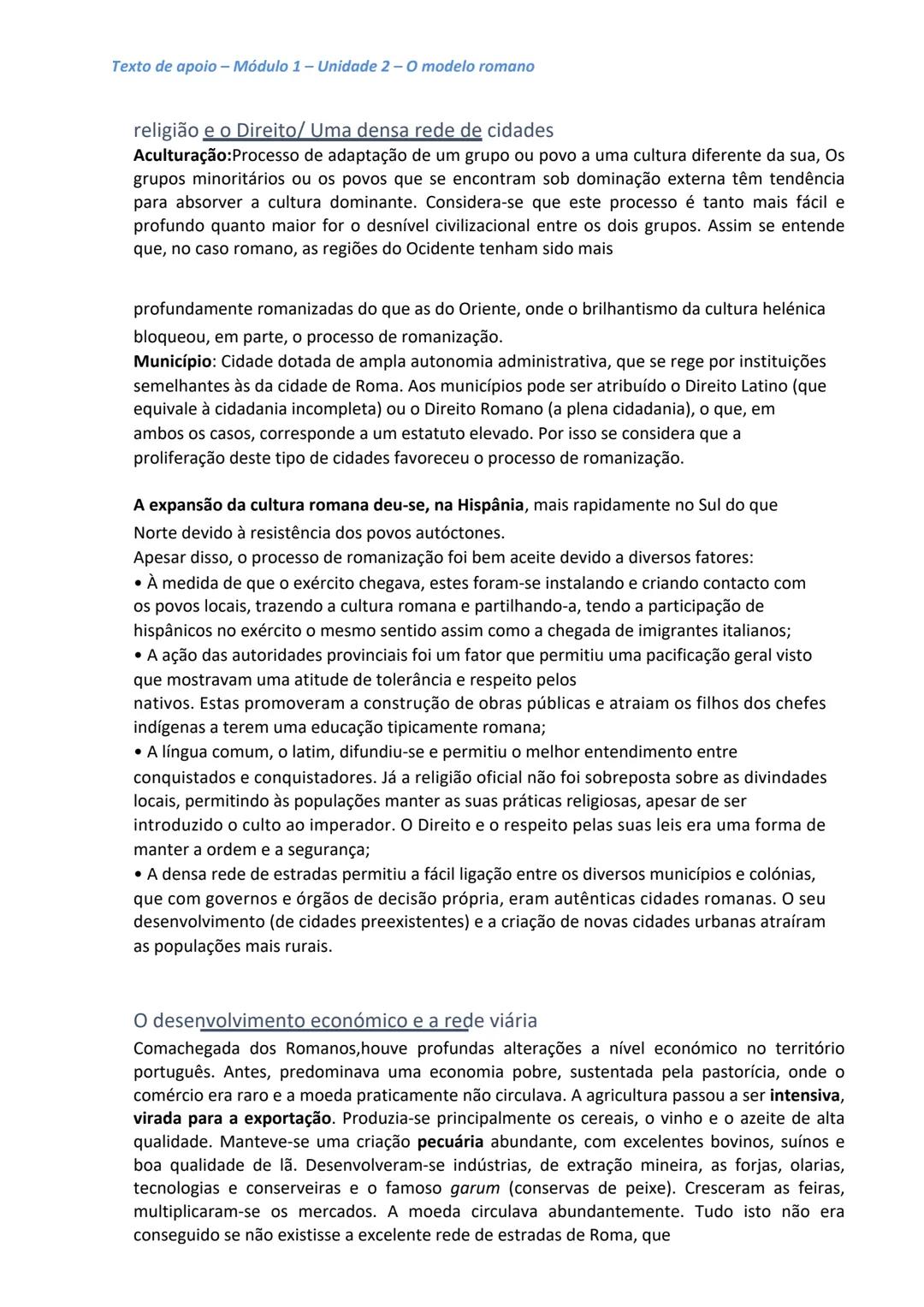 Texto de apoio - Módulo 1 - Unidade 2-0 modelo romano
Texto de apoio - Módulo 1 - Unidade 2-O modelo romano
2.1 - Roma, cidade ordenadora