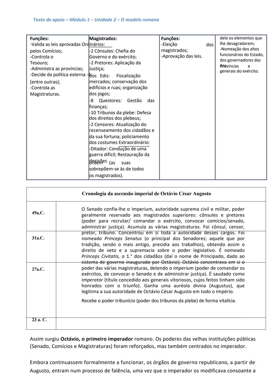 Texto de apoio - Módulo 1 - Unidade 2-0 modelo romano
Texto de apoio - Módulo 1 - Unidade 2-O modelo romano
2.1 - Roma, cidade ordenadora