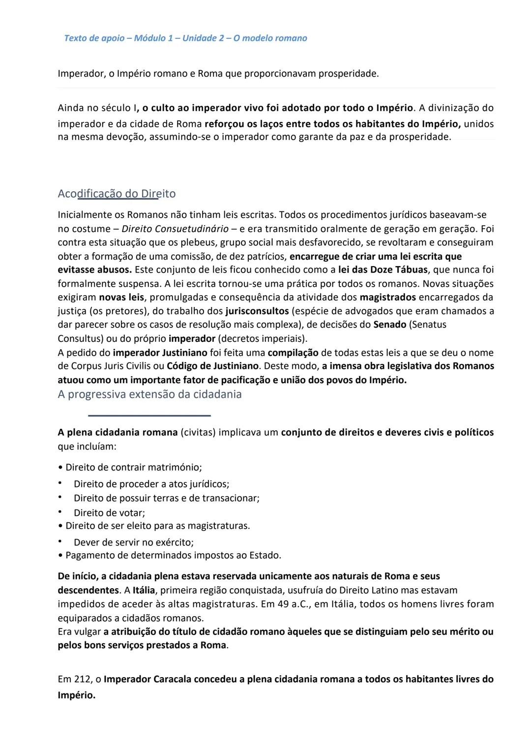 Texto de apoio - Módulo 1 - Unidade 2-0 modelo romano
Texto de apoio - Módulo 1 - Unidade 2-O modelo romano
2.1 - Roma, cidade ordenadora