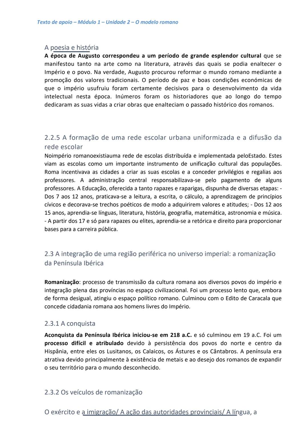Texto de apoio - Módulo 1 - Unidade 2-0 modelo romano
Texto de apoio - Módulo 1 - Unidade 2-O modelo romano
2.1 - Roma, cidade ordenadora