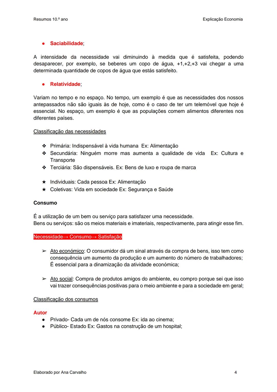 Resumos
Economia A
10.ºAno Resumos 10.º ano
Unidade 0: Conceitos a relembrar
Valor absoluto→ Dado, número;
Valor relativo→ Fatia de bolo;