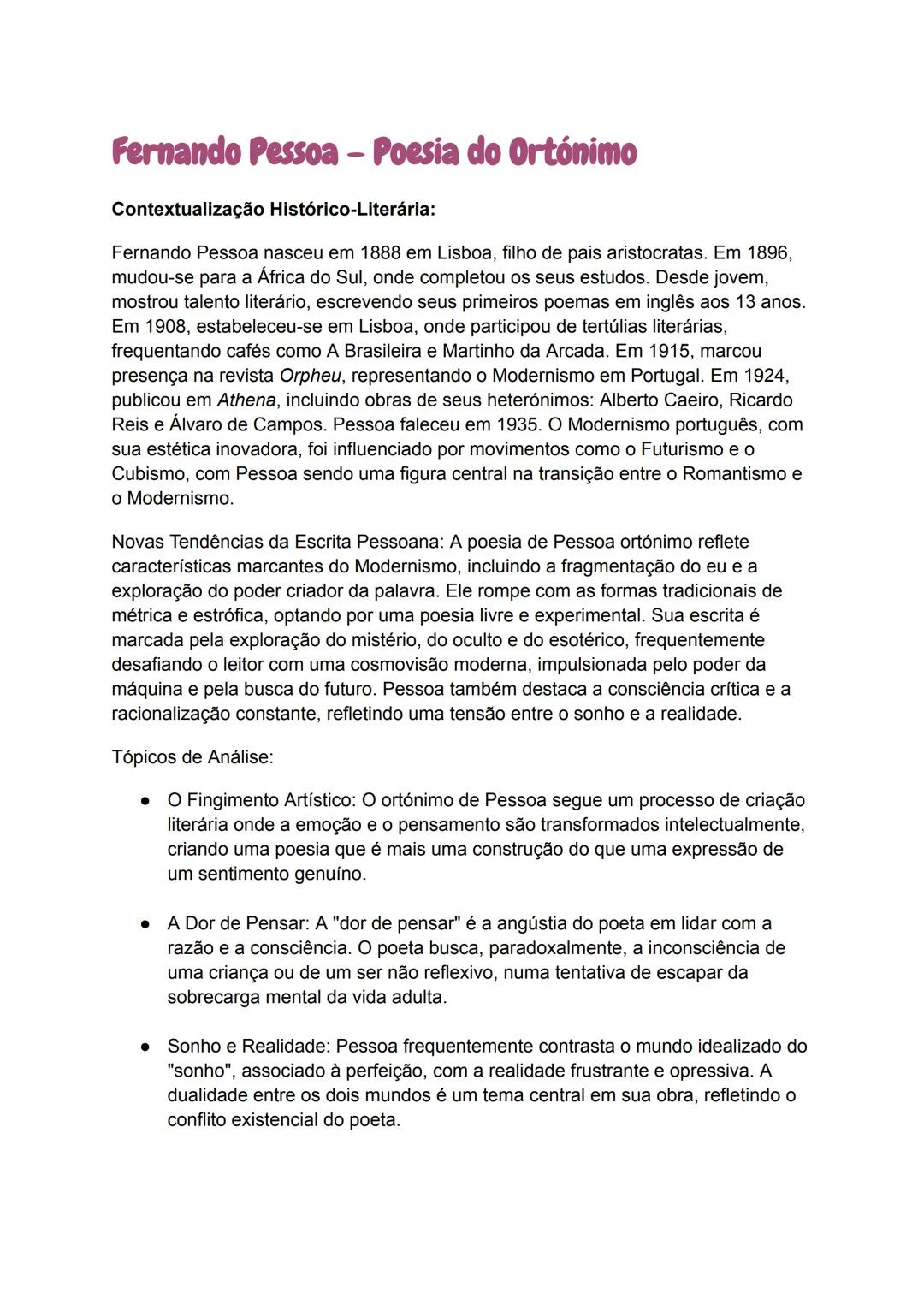 Fernando Pessoa – Poesia do Ortónimo