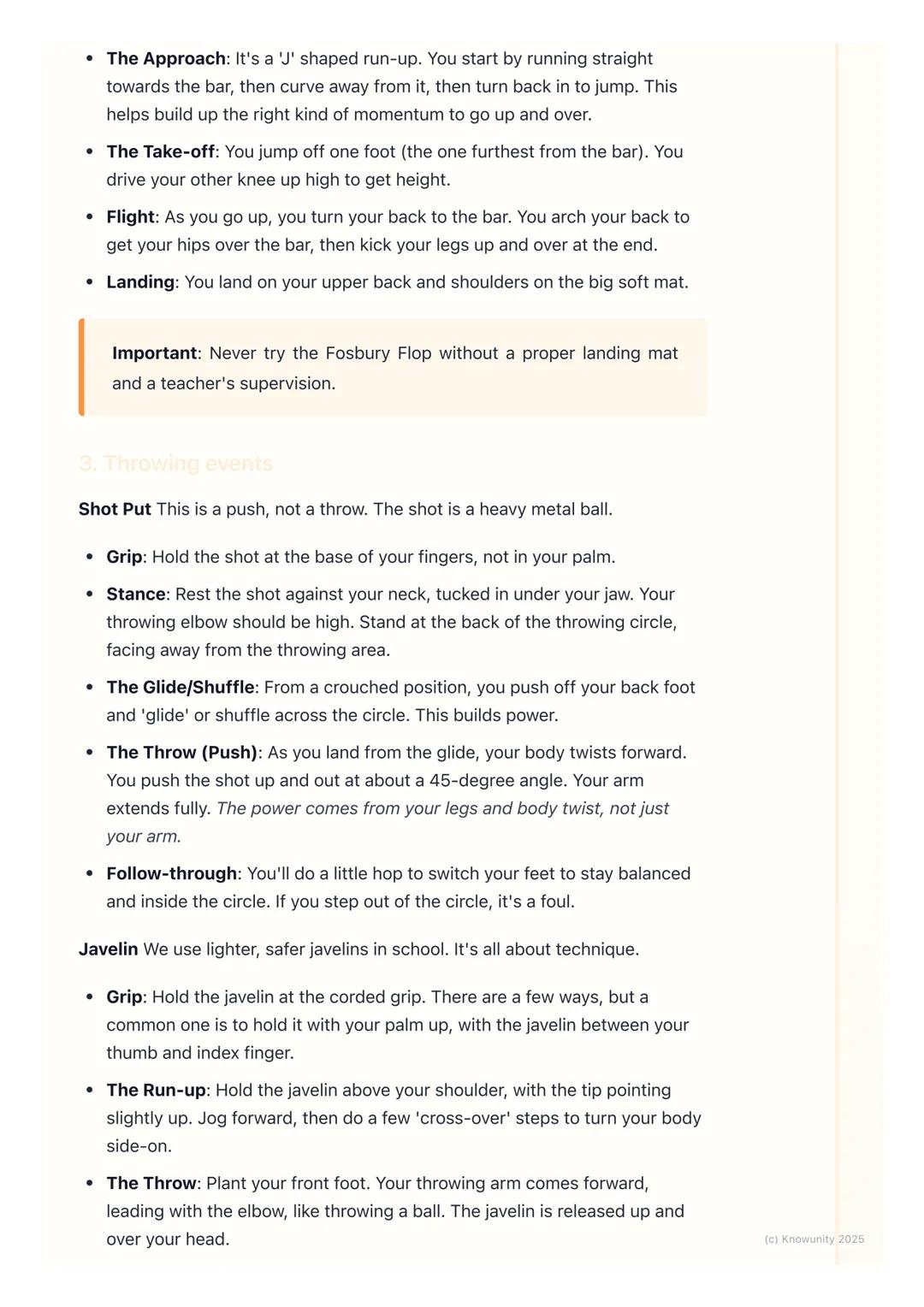 # Athletics (Track and Field)
Introduction to athletics
Athletics is also called 'Track and Field'. It's one of the oldest types of sports