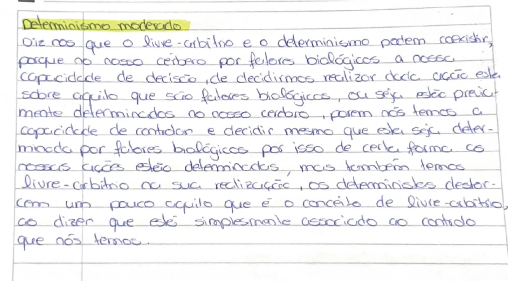 # Determinismo Radical
# Determinismo Moderado
# Libertismo
- incompatibilidades
-> o determinismo e o livre-arbítrio não podem coexistir
