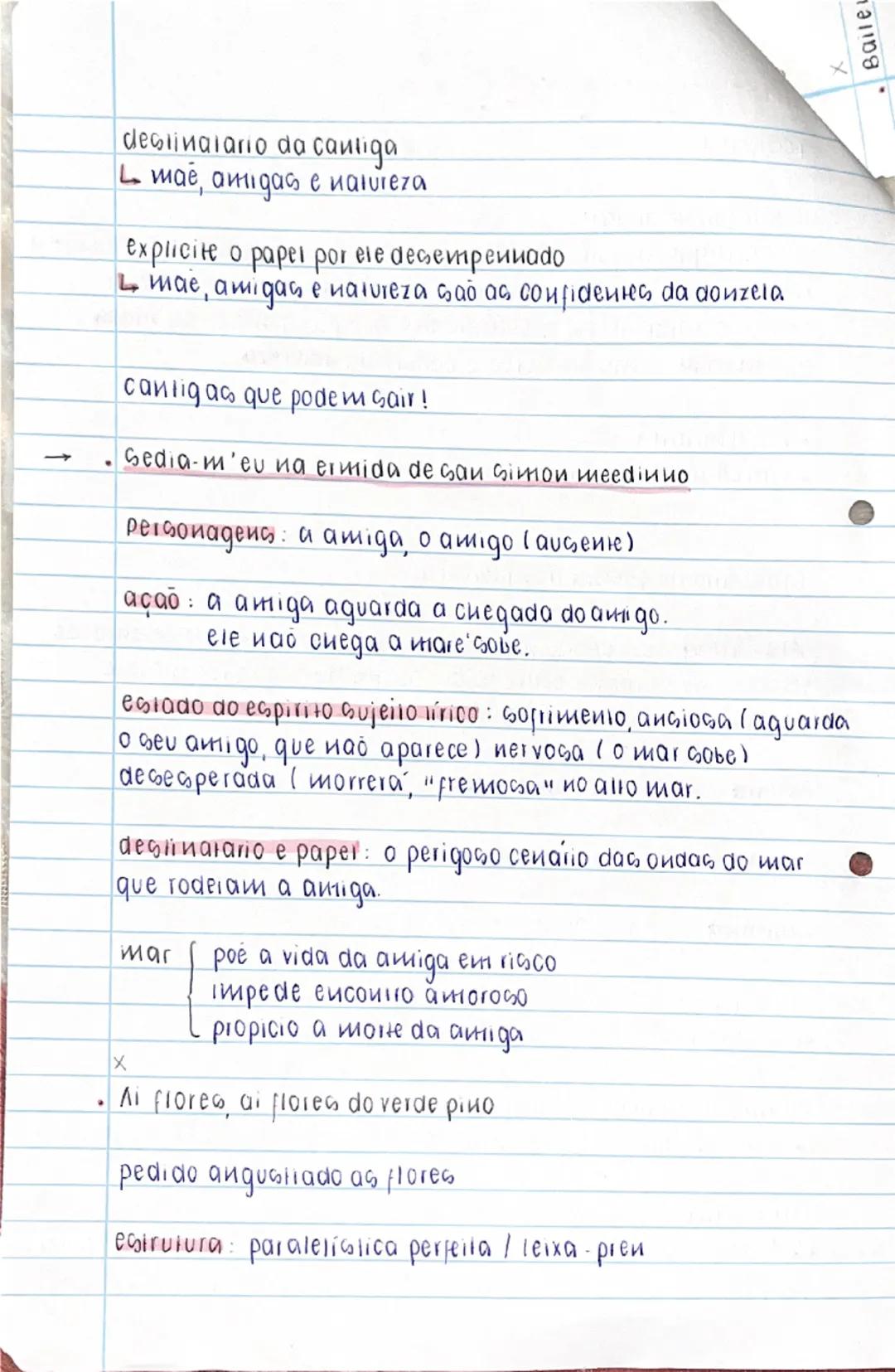 # Português:
Teste nº 1
Cantigas de amigo
- Cantigas trovadorescas medievais para os poemas que ruíam
na boca das amigas ou namoradas os a
