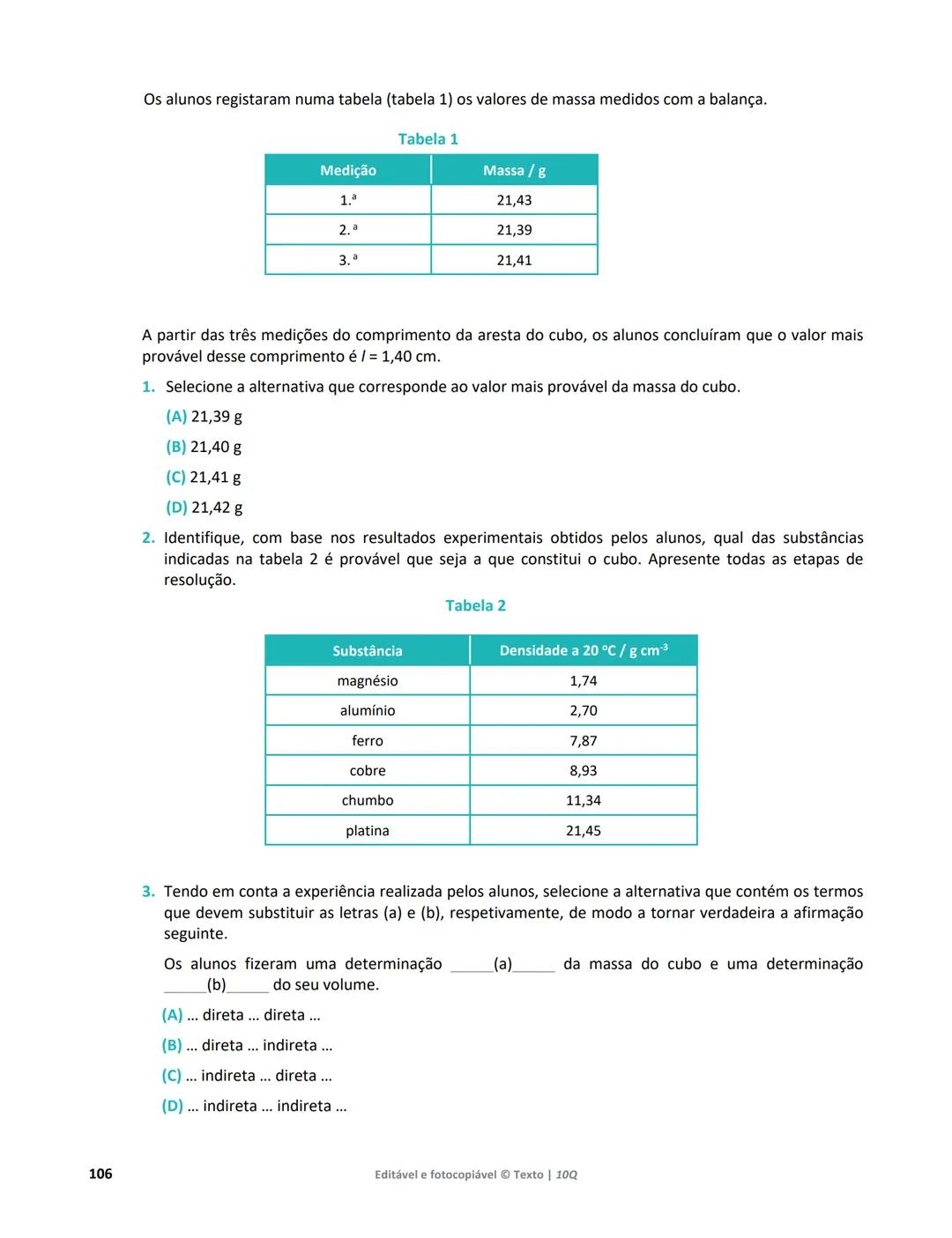 10 Q
CADERNO
DE APOIO AO
PROFESSOR
Física e Química A • Química – 10.° Ano
Documentos
Orientadores
Avaliação
Planificações
Ensino
Digita