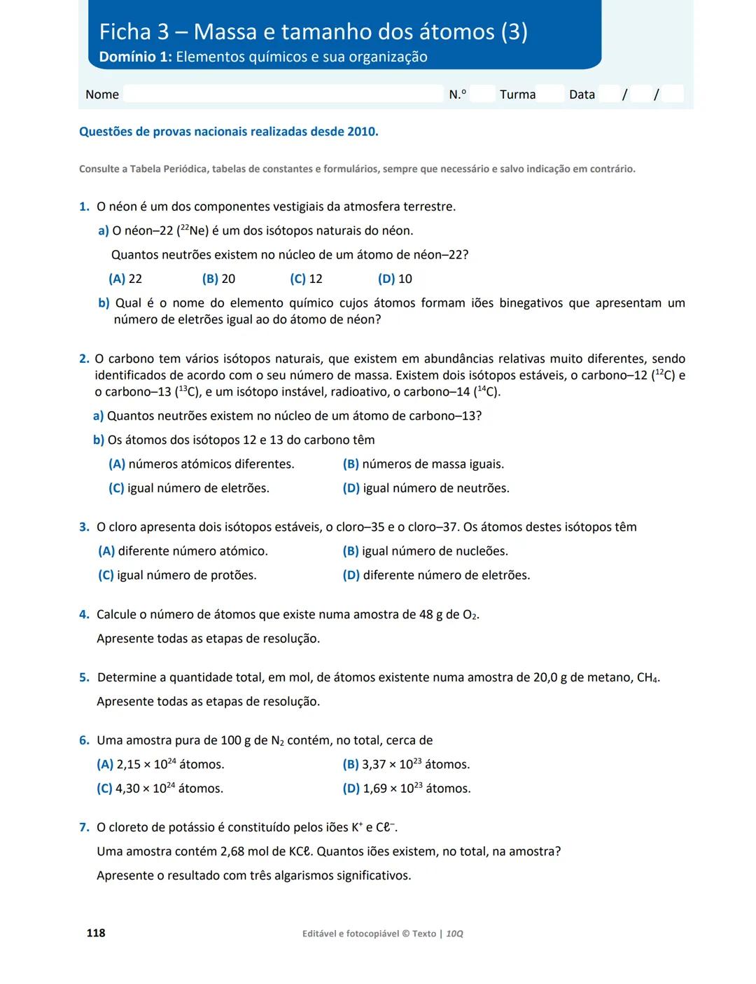 10 Q
CADERNO
DE APOIO AO
PROFESSOR
Física e Química A • Química – 10.° Ano
Documentos
Orientadores
Avaliação
Planificações
Ensino
Digita