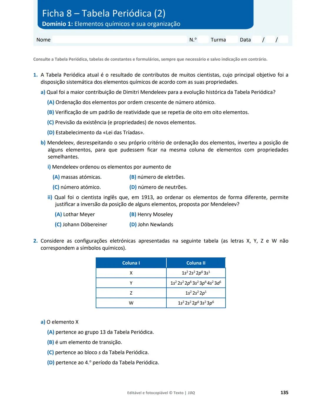 10 Q
CADERNO
DE APOIO AO
PROFESSOR
Física e Química A • Química – 10.° Ano
Documentos
Orientadores
Avaliação
Planificações
Ensino
Digita