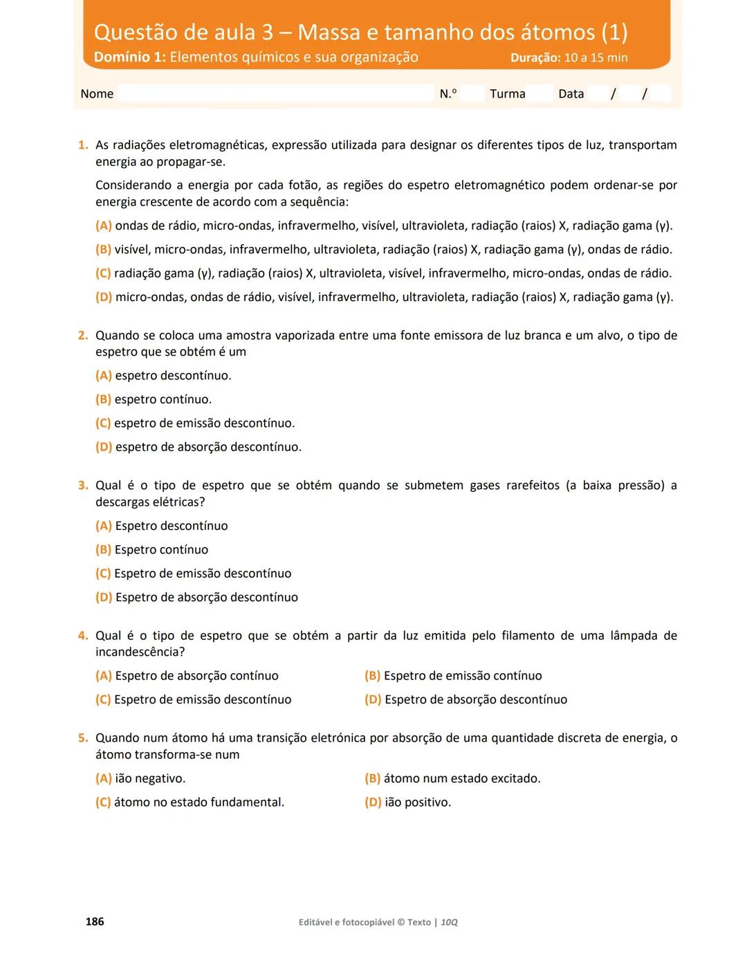10 Q
CADERNO
DE APOIO AO
PROFESSOR
Física e Química A • Química – 10.° Ano
Documentos
Orientadores
Avaliação
Planificações
Ensino
Digita