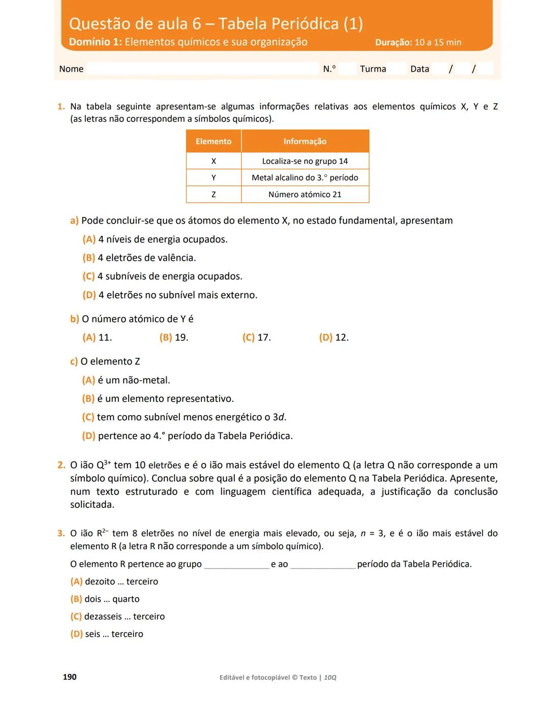 10 Q
CADERNO
DE APOIO AO
PROFESSOR
Física e Química A • Química – 10.° Ano
Documentos
Orientadores
Avaliação
Planificações
Ensino
Digita