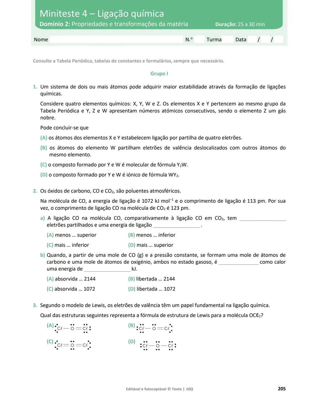 10 Q
CADERNO
DE APOIO AO
PROFESSOR
Física e Química A • Química – 10.° Ano
Documentos
Orientadores
Avaliação
Planificações
Ensino
Digita