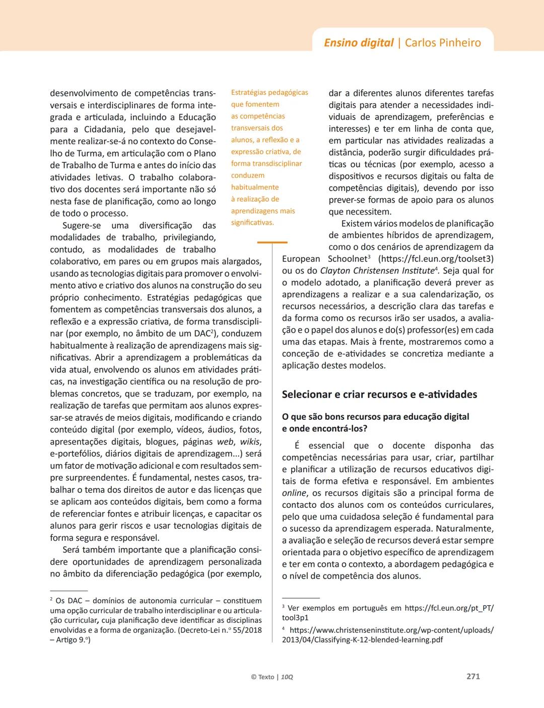 10 Q
CADERNO
DE APOIO AO
PROFESSOR
Física e Química A • Química – 10.° Ano
Documentos
Orientadores
Avaliação
Planificações
Ensino
Digita