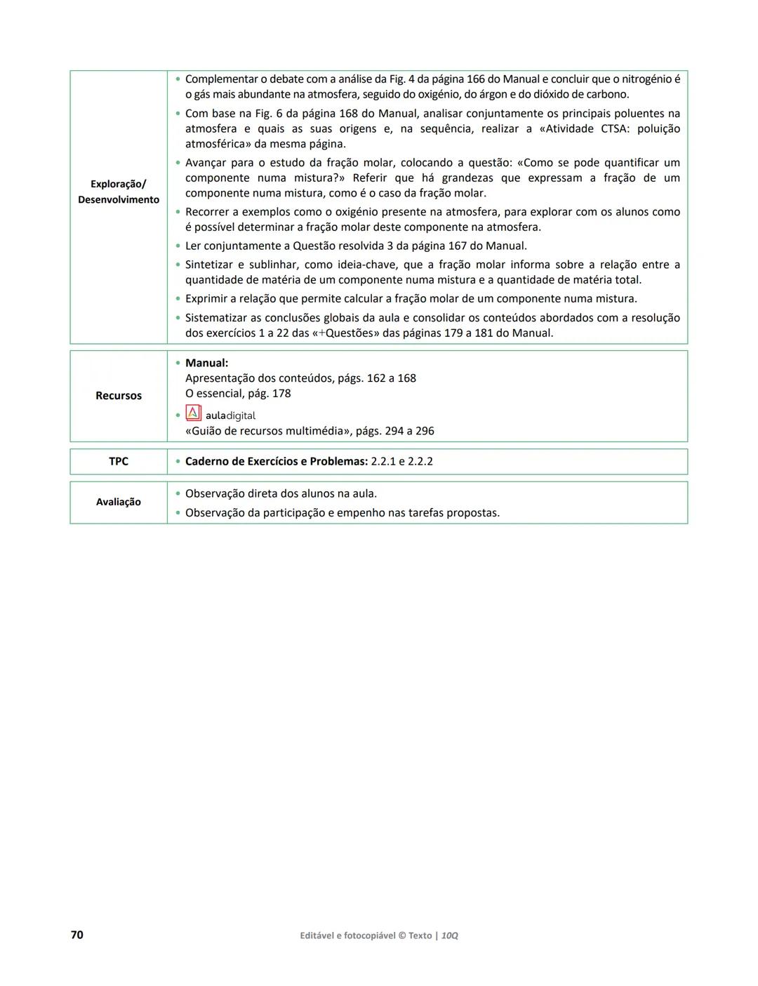 10 Q
CADERNO
DE APOIO AO
PROFESSOR
Física e Química A • Química – 10.° Ano
Documentos
Orientadores
Avaliação
Planificações
Ensino
Digita