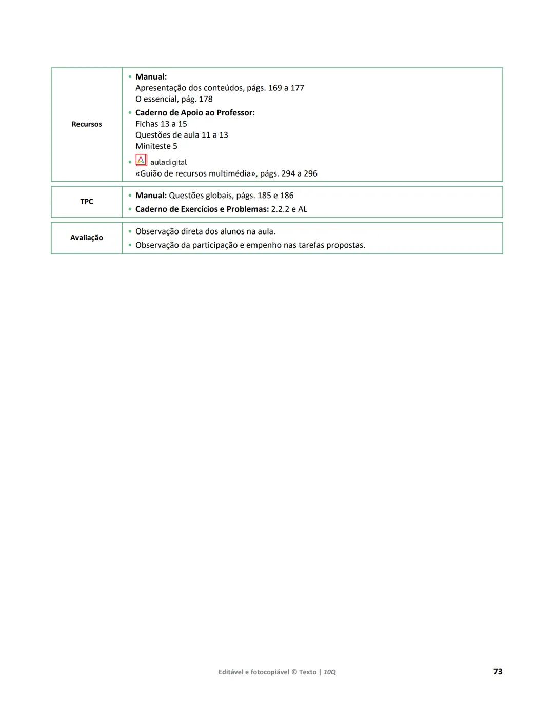 10 Q
CADERNO
DE APOIO AO
PROFESSOR
Física e Química A • Química – 10.° Ano
Documentos
Orientadores
Avaliação
Planificações
Ensino
Digita